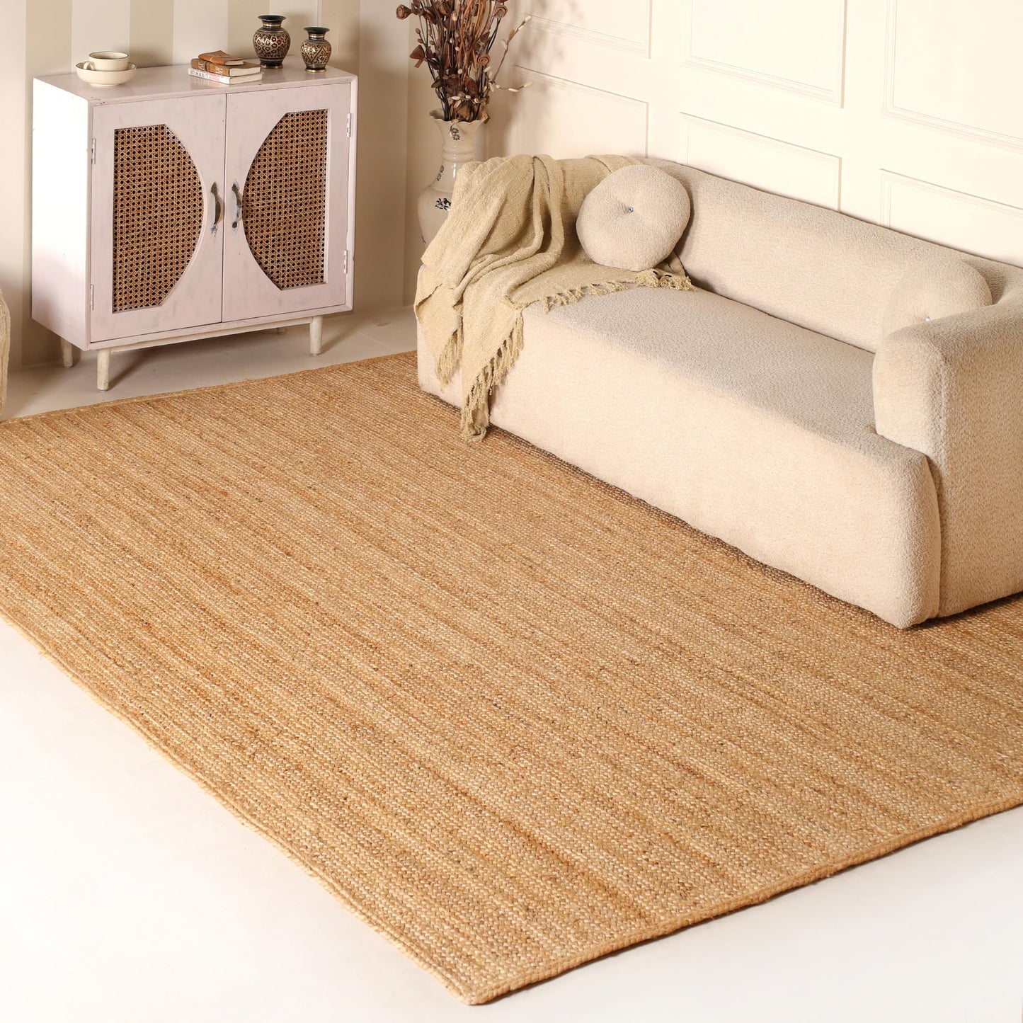VEVARA HOMES Natural Jute Area Rug 6x9ft - Handwoven Natural Fiber Rug for Living Room, Bedroom, and Entryway, Rustic & Boho Style