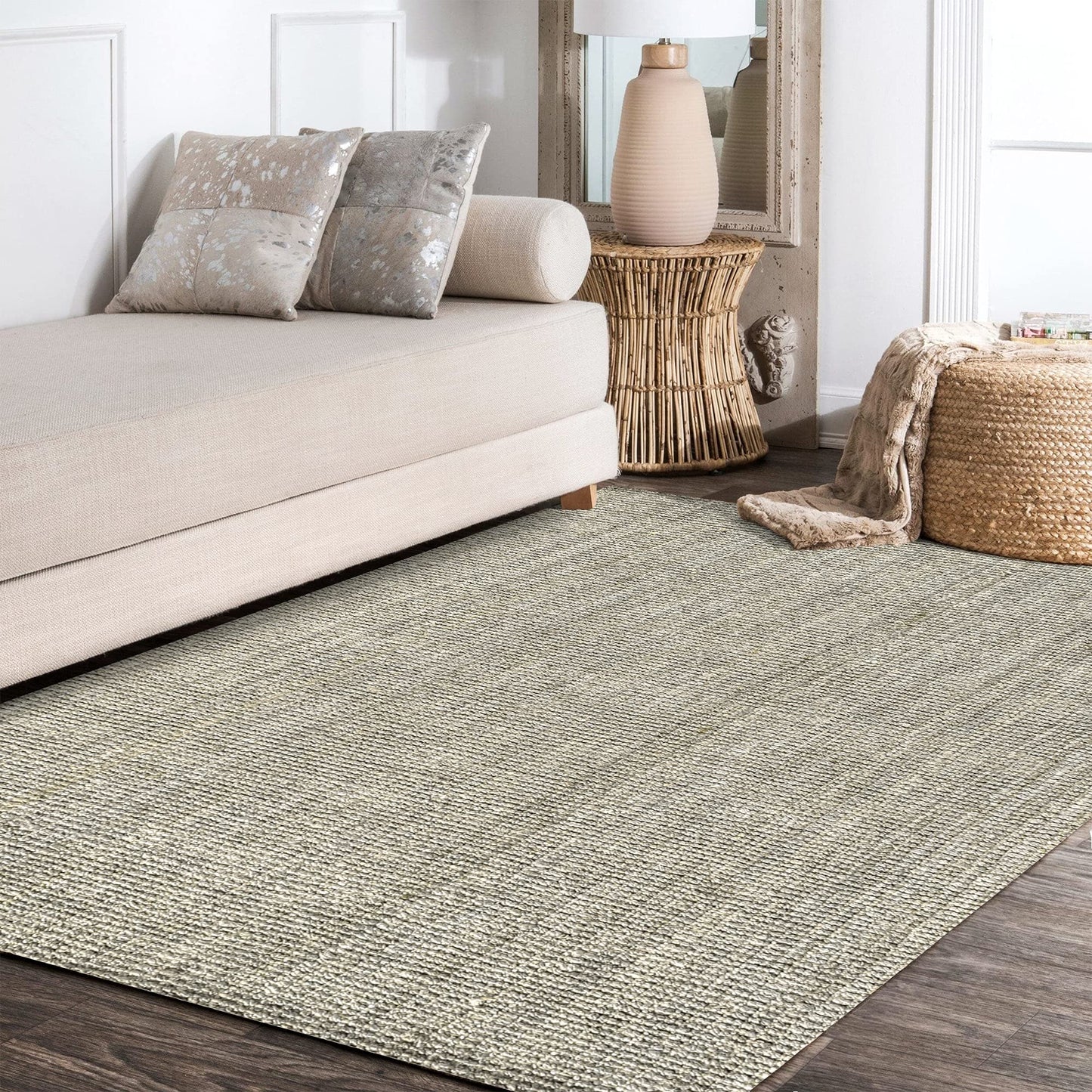 JONATHAN Y Pata Hand Woven Chunky Jute Gray Indoor Area Rug, 4x6, Bohemian, Rustic, Cottage, Easy-Cleaning for Living Room, Bedroom, Kitchen, Non-Shedding (NRF102C-4)
