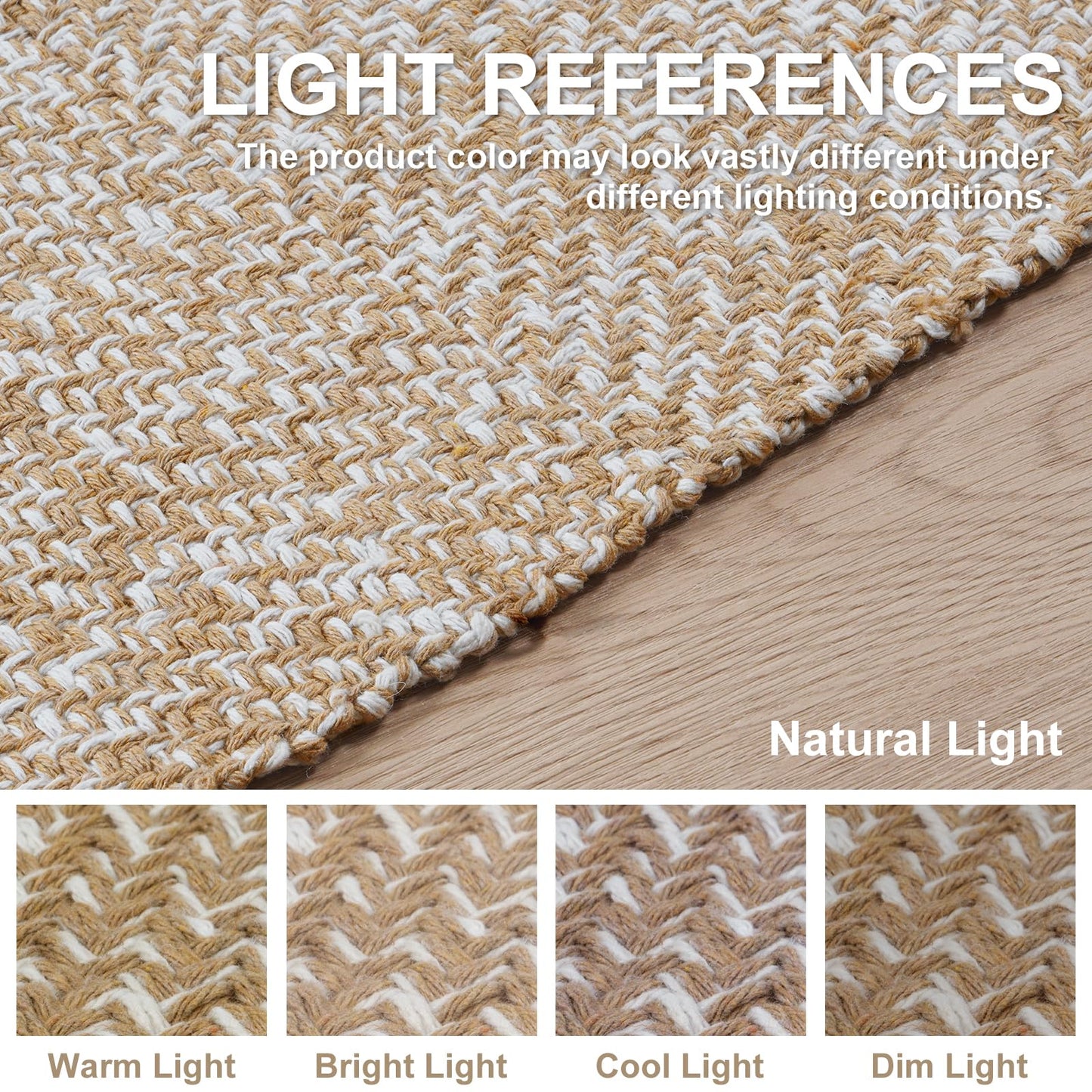 Collive Hallway Runner Rug, 2' x 6' Hand Woven Reversible Washable Entryway Rugs, Tan Cotton Modern Laundry Room Carpet Long Farmhouse Carpets for Bathroom Sink Foyer Bedroom