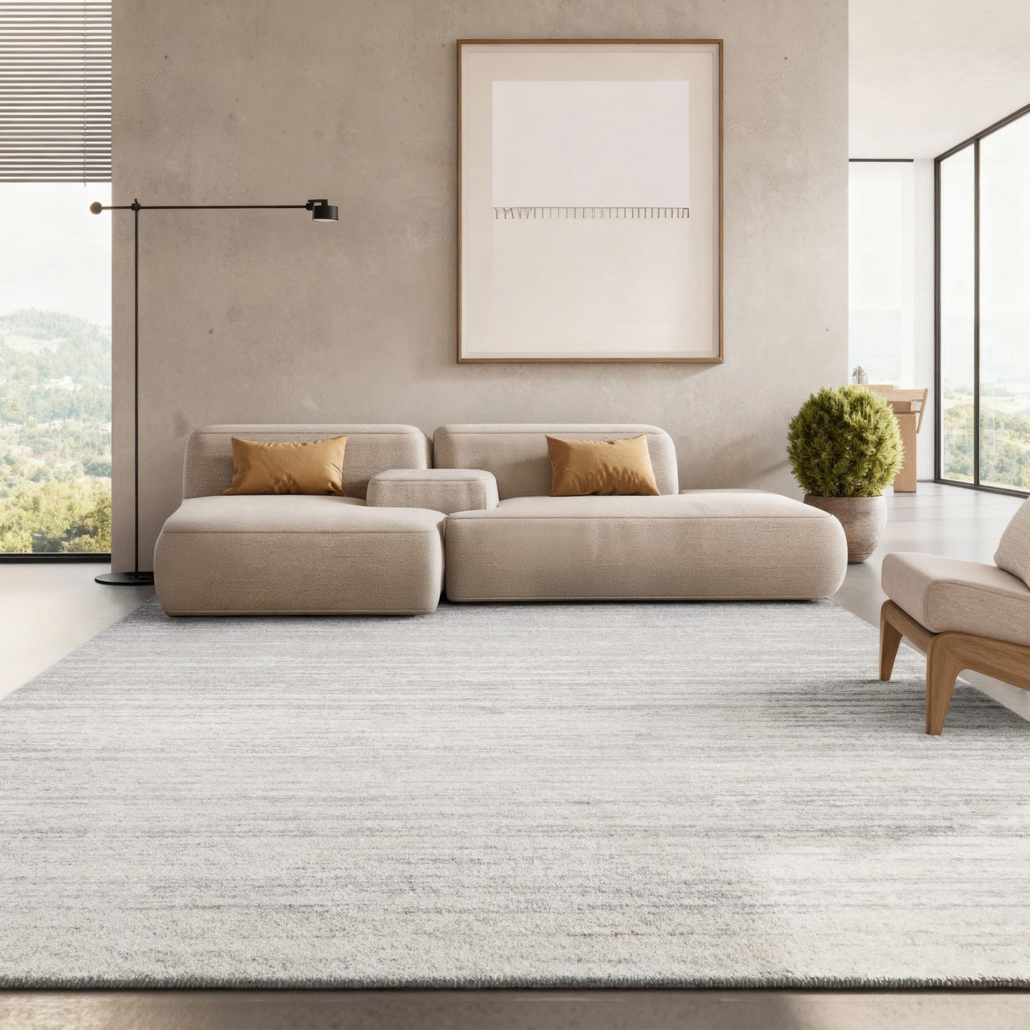 SAFAVIEH Area Rug 8x10 - Adirondack Collection - Large - Ivory & Silver, Modern Ombre Design, Non Shedding & Easy to Clean, Ideal for Living Room, Bedroom, Office, Dining Space (ADR113B)