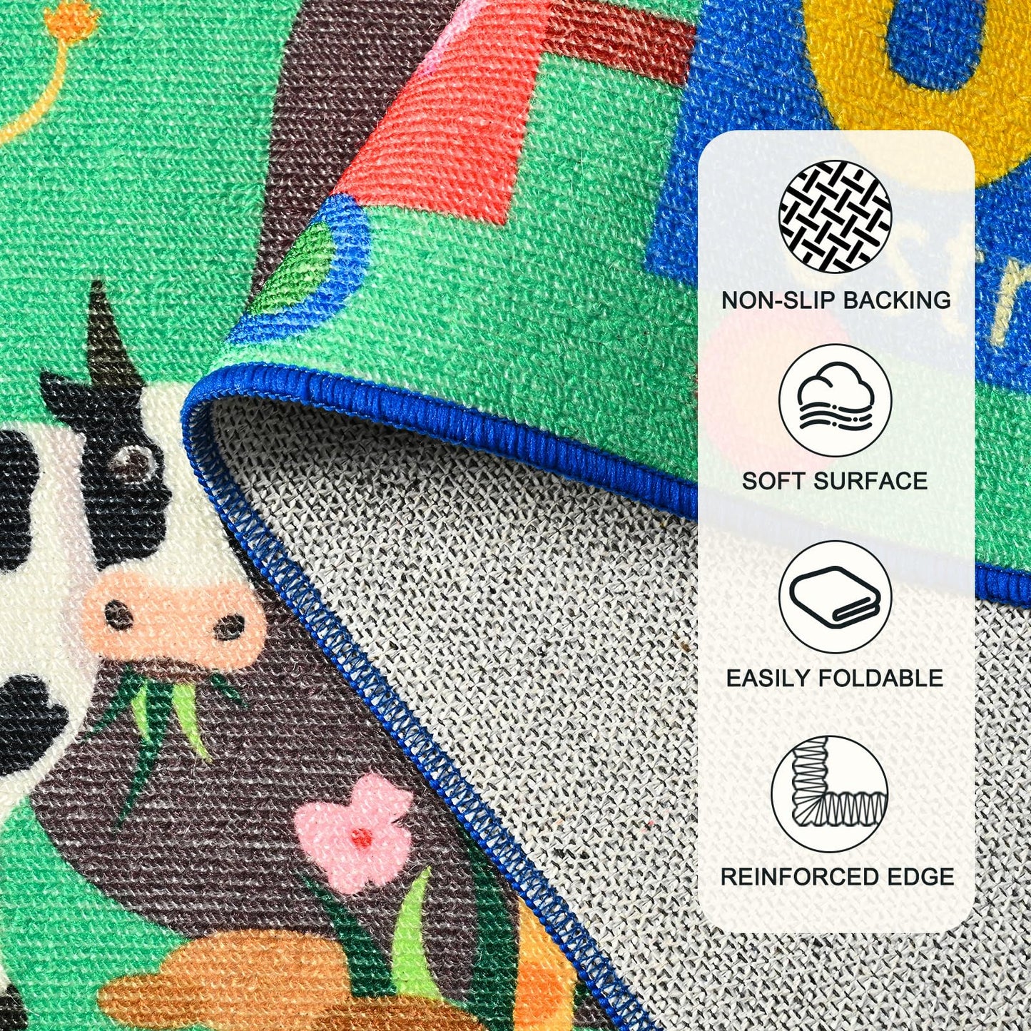 Zedrew Kids Rug for Playroom, 4x6 ABC Educational Carpet for Classroom, Fun Alphabet Area Rugs for Learn Numbers Season Animal Weather and Shapes Playmat for Girls Boys Room Nursery Decor