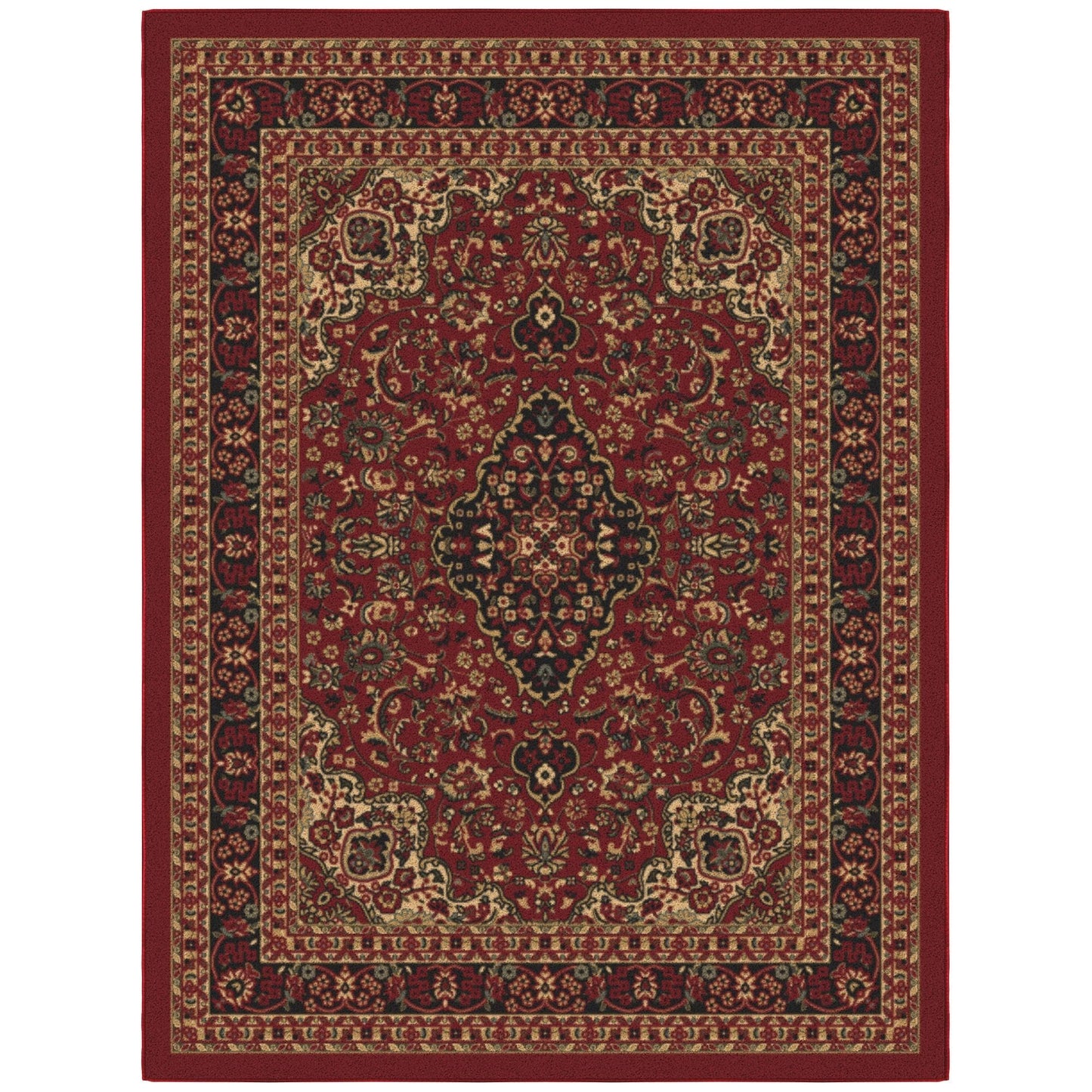 Ottomanson 5' x 6'6" Rugs for Living Room Oriental Area Rug for Bedroom - Non Slip Durable Large Floor Carpet for High Traffic Areas - Indoor Rug for Dining Room Kitchen Kids Playroom, Red