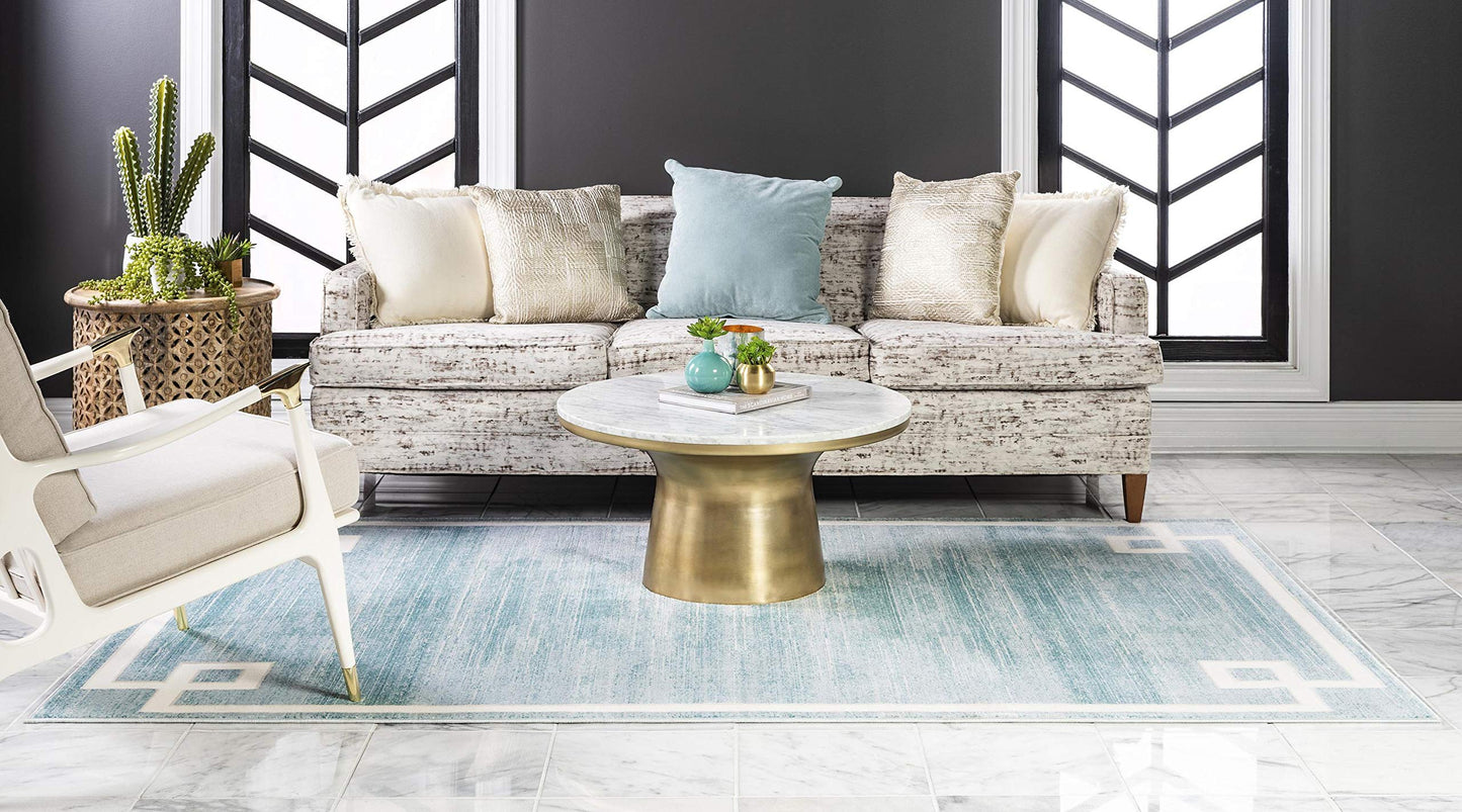 Unique Loom Jill Zarin Uptown Collection Area Rug - Lenox Hill (4' 1' x 6' 1' Rectangle, Turquoise/ Ivory)