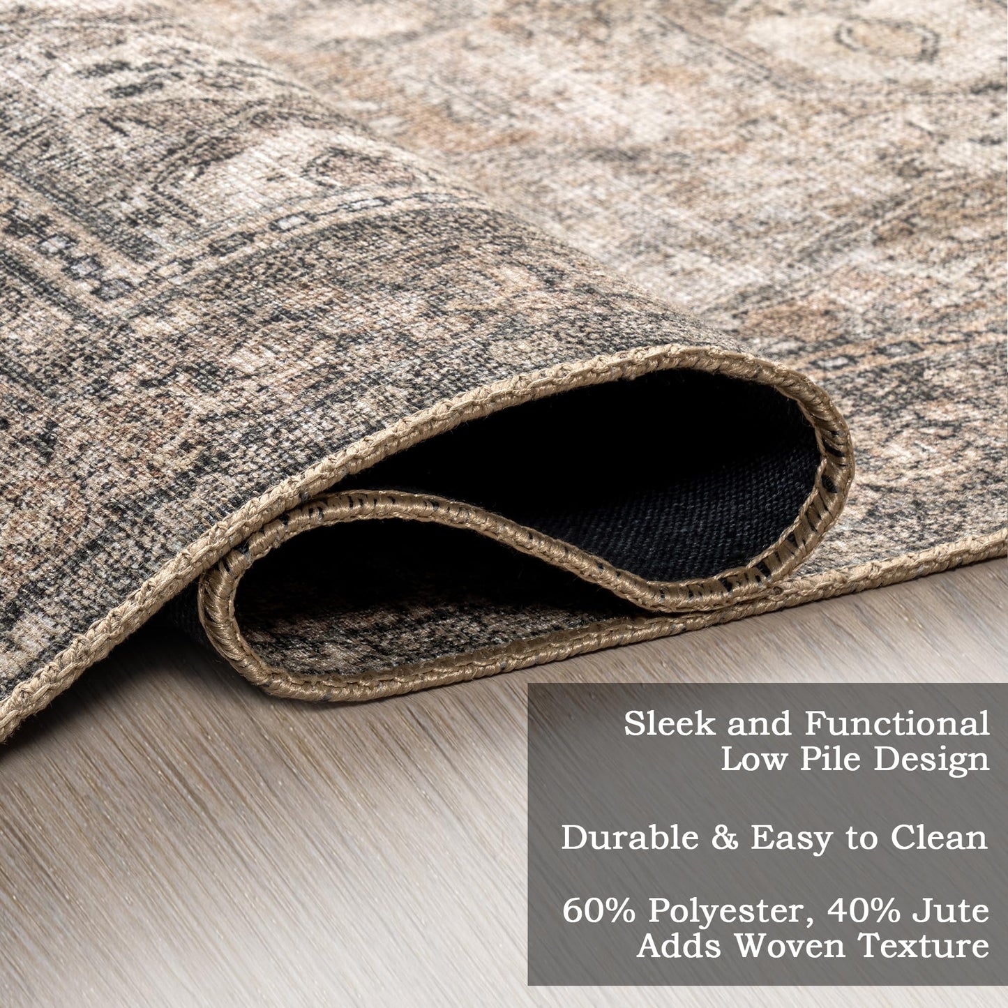 Nuloom Hillstone Collection Aether Brown/Rust, 7'10" x 10', Vintage Medallion, Soft and Cozy, High Traffic, Stain Resistant, Easy Clean, Durable Area Rug for Bedroom, Living Room, Dining, Foyer