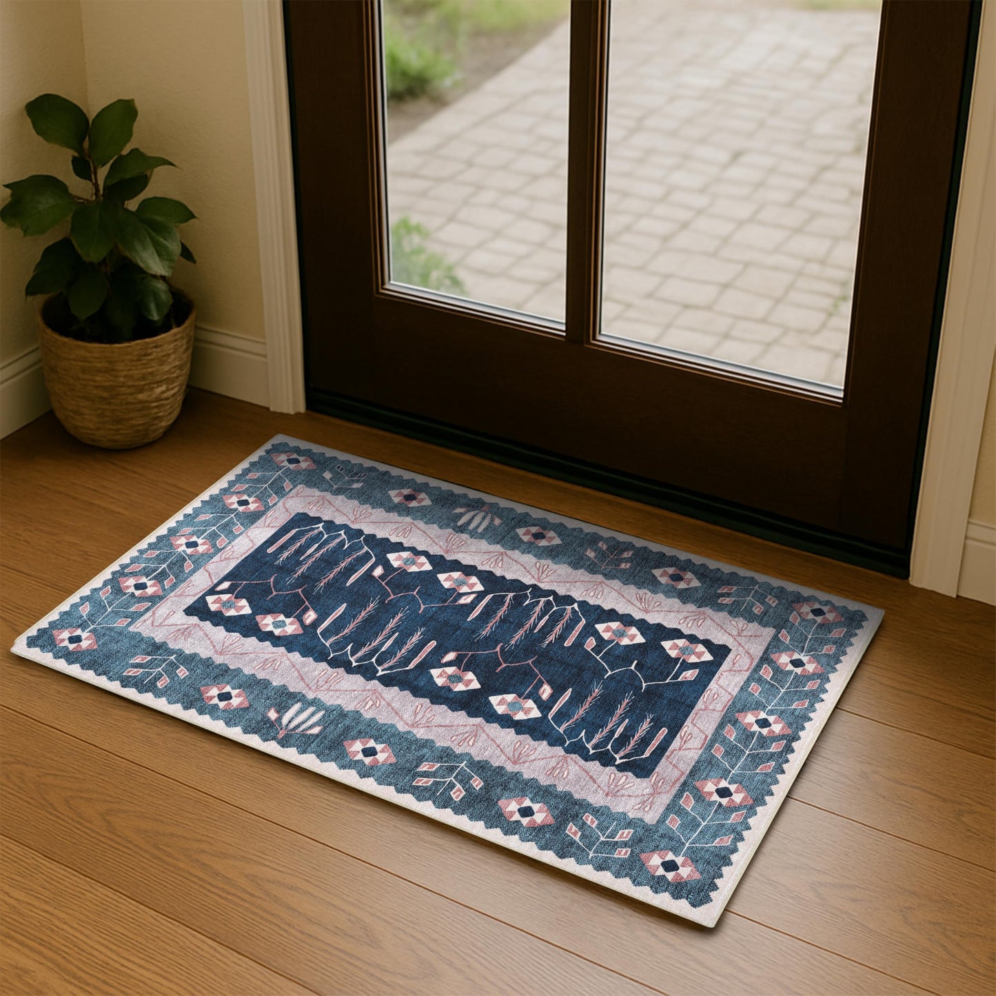 Washable Area Rug, Modern Farmhouse, Vintage, Turkish, Bohemian, Distressed, Oriental, Traditional, Rugs for Living Room, Dining, Bedroom, Office, Entryway, Foyer, (862CN, 2' x 3')