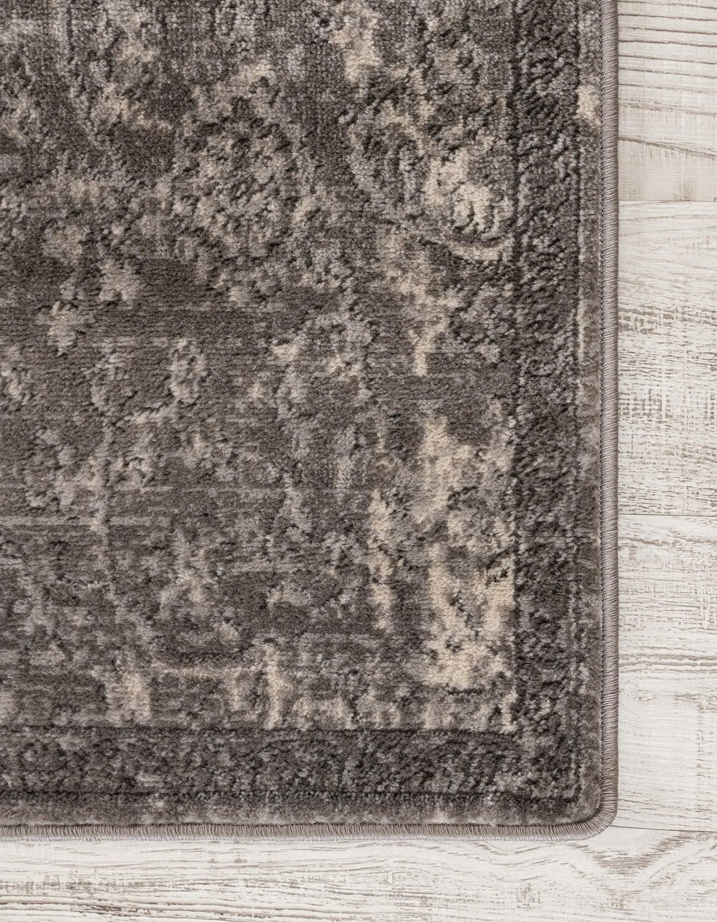 Rugs.com Oregon Collection Rug – 8 Ft Runner Gray Low-Pile Rug Perfect for Hallways, Entryways