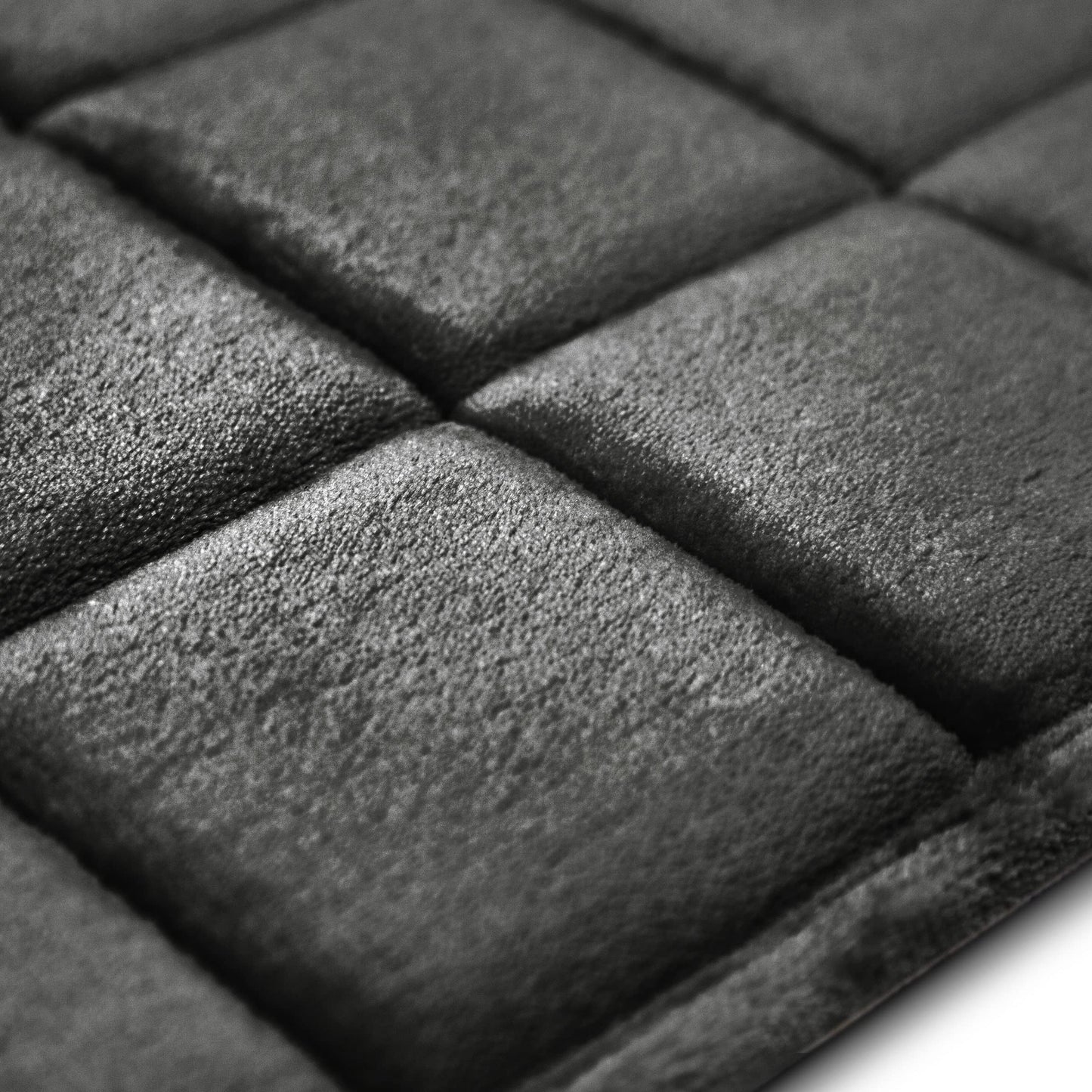 MICRODRY - Luxurious Square-Embroidered Memory Foam Bathroom Rug, Bath Rug with Skid-Resistant Base, Absorbent Kitchen, Room & Bathroom Rugs, 24 x 56 inches, Dark Grey