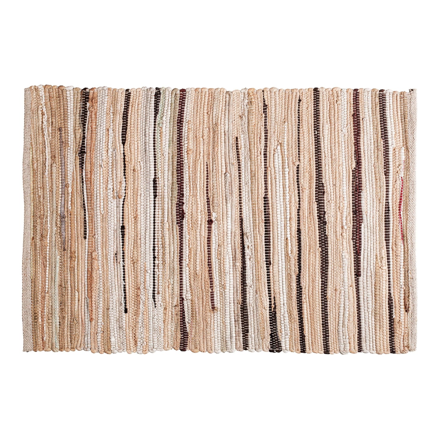 Cotton Hand Woven Chindi Rug 2x3 Feet - Beige, Decorative Soft Throw Indoor Floor Rag Rugs Ideal for Entryway, Kitchen, Kids Room | Durable Lightweight Neutral Home Space Dhurrie for Costal Décor