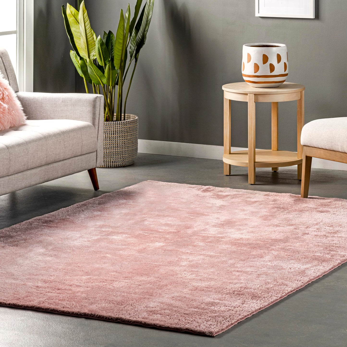 nuLOOM 5' x 8' Cozy Plush Area Rug, Machine Washable, Non-Slip, Soft Fluffy Shag Carpet for Living Room Bedroom Kids Room Nursery Home Decor, Loni Pink