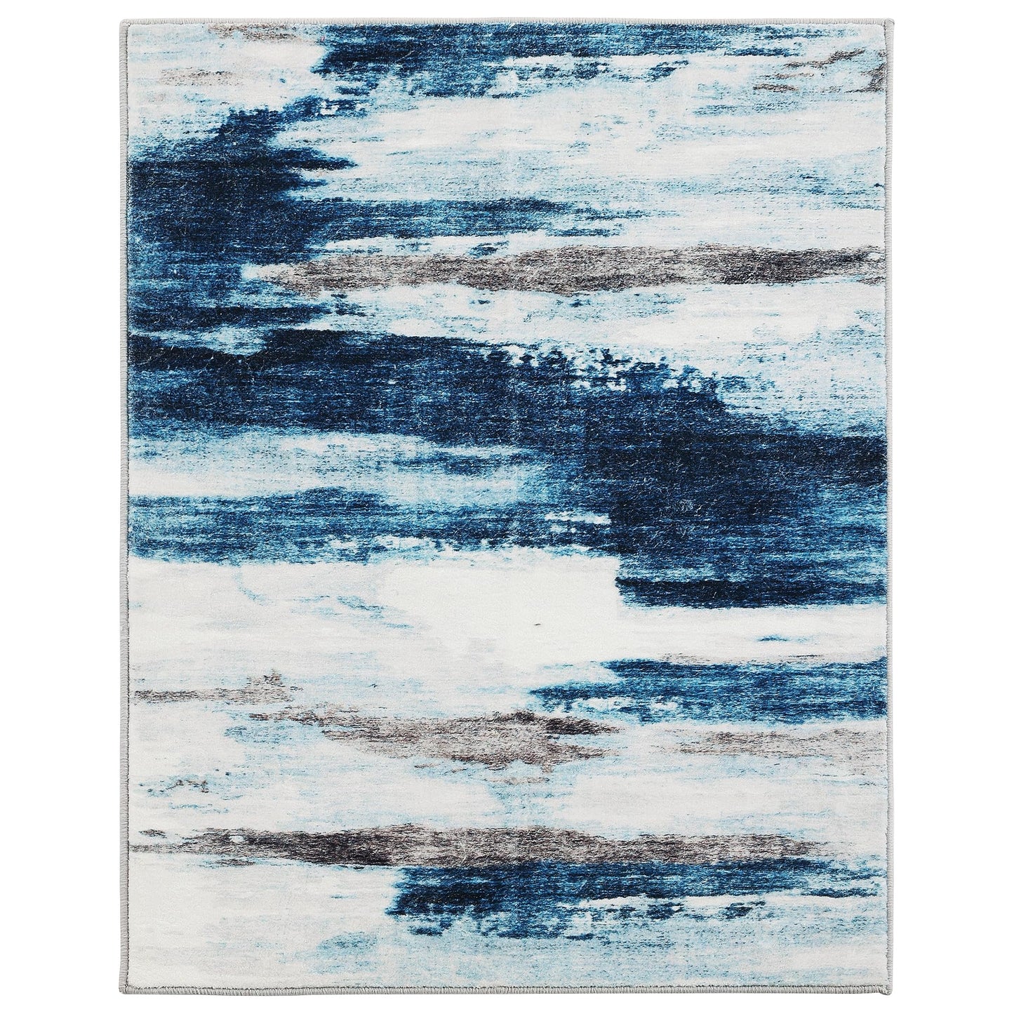 Carvapet 8x10 Area Rug - Midnight Navy Blue Modern Abstract Carpet, Ultra Soft Silky Faux Cashmere Rug, Extra Large Low Pile Skid-Resistant Floor Mat for Grand Living Room Dining Room Bedroom
