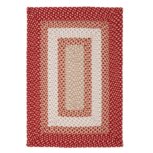 Super Area Rugs 4X6ft Farmhouse Braided Rug - Natural Soft Cotton Carpet for Dining Room/Kitchen - Primitive Country Woven Rug - Red/Cream/Ivory