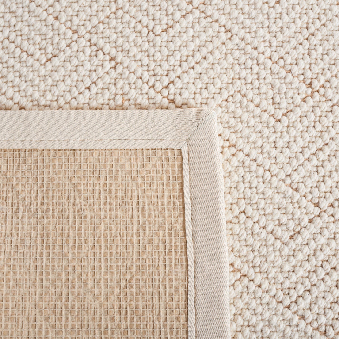 SAFAVIEH Natural Fiber Collection Area Rug - 9' x 12', Ivory, Handmade Wool & Jute, Ideal for High Traffic Areas in Living Room, Bedroom (NF487A)