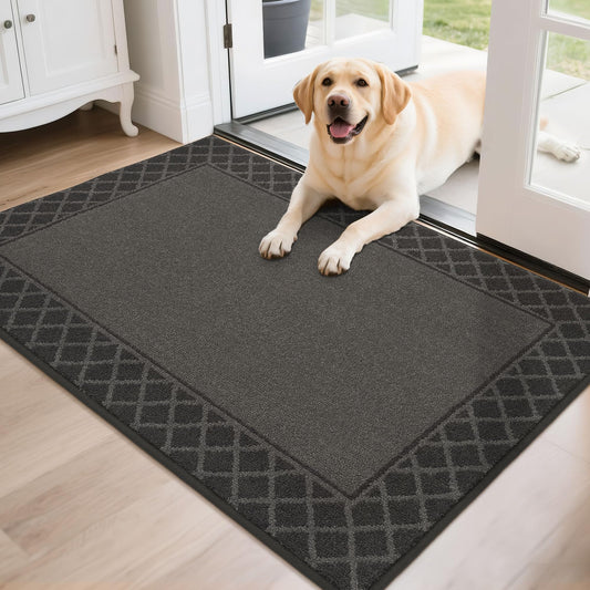 BEQHAUSE Door Mat Indoor Entrance Dirt Trapper Rugs for Entryway Non Slip Welcome Mat Absorbent Floor Mat Low Profile Washable Front Doormat for Dirty Paws, 32" x 48", Black