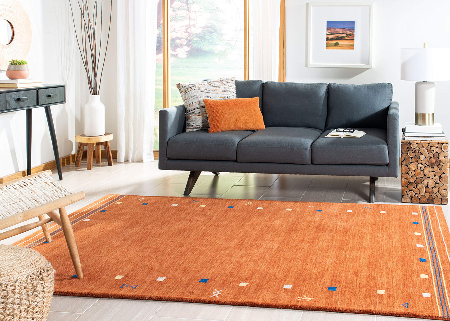 SAFAVIEH Himalaya Collection Area Rug - 5' x 8', Rust, Handmade Boho Tribal Wool, Ideal for High Traffic Areas in Living Room, Bedroom (HIM563P)