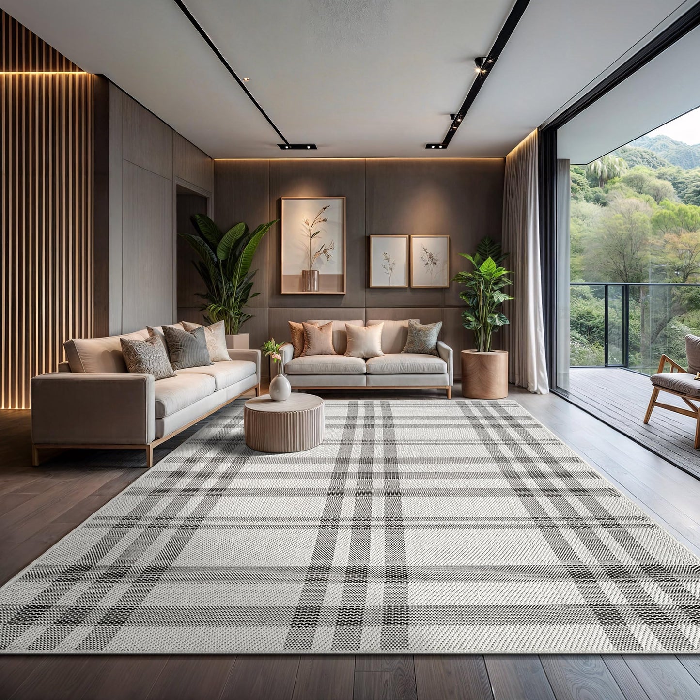 CAMILSON Easy Jute Rug 10x14, Indoor Outdoor Off-White Color Fiber Area Rugs for Living Room Patio and Dining Room Rug, Checkred Boho Woven Design, Easy-Cleaning, Washable Outside Carpet (10 x 14)