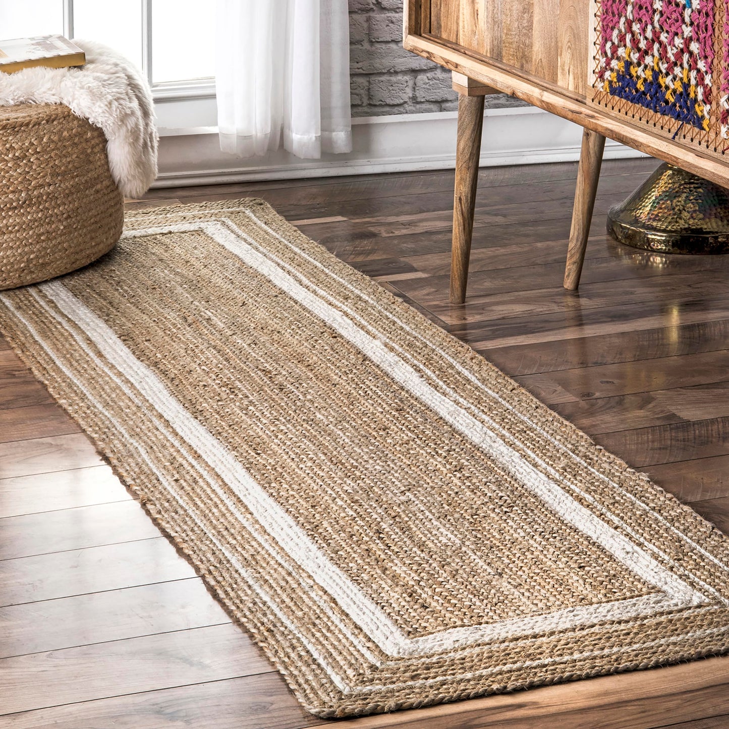 nuLOOM Rikki Coastal Braided Jute Runner Rug, 2' 6" x 10', Off-white