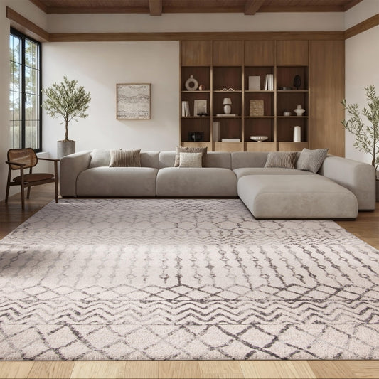 SAFAVIEH Area Rug 10x13 - Tulum Collection - Large - Ivory & Grey, Moroccan Boho Distressed Design, Non-Shedding & Easy to Clean, Ideal for Living Room, Bedroom, Dining Space (TUL270A)
