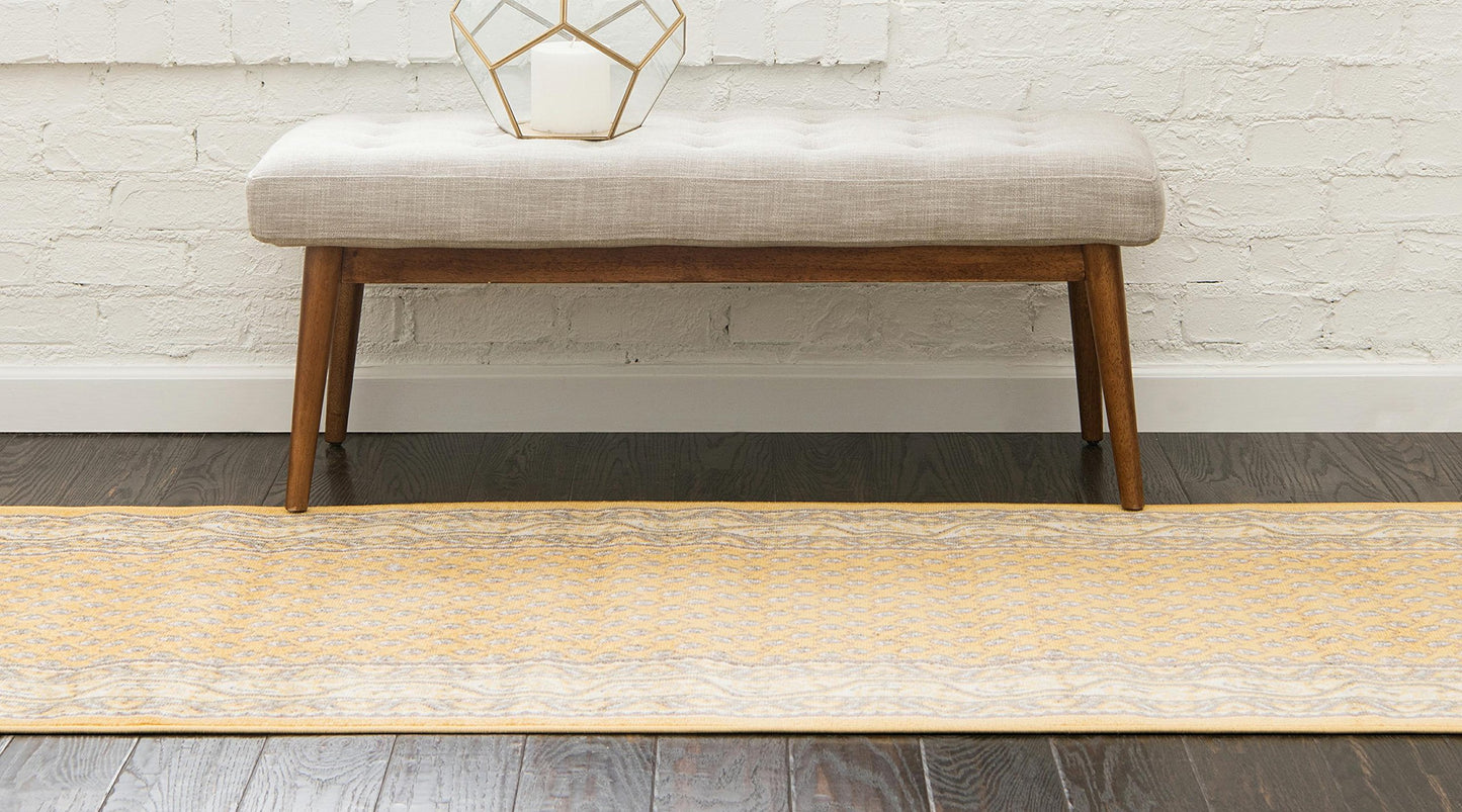 Unique Loom Williamsburg Collection Traditional Border with Dotted Center Area Rug, Runner 2' 9" x 9' 10", Yellow/Beige