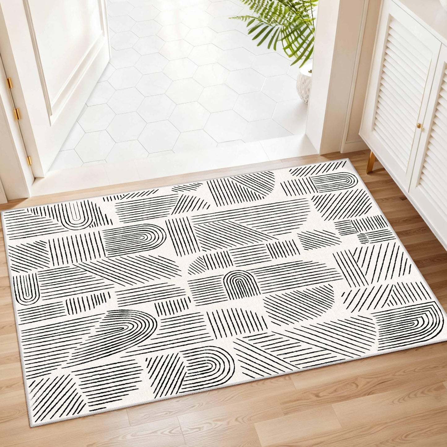 MUJOO 2x3 Washable Rug Small Area Rugs Low Pile Mid Century Modern