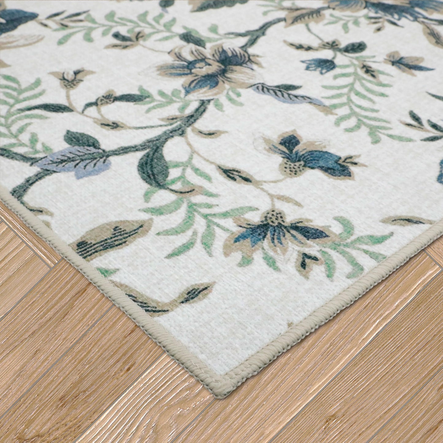Laura Ashley Beige Edita's Garden Floral Machine Washable & Slip Resistant 2 Piece Set - 26" x 45" Accent Rug & 26" x60" Runner Rug
