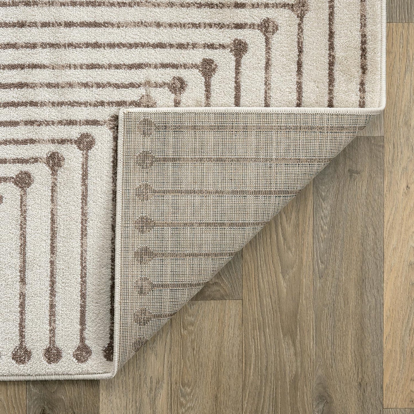 Rugshop Beige and Brown Geometric Area Rug – Soft Abstract Line Pattern Carpet for Living Room, Bedroom, or Office – Contemporary Neutral Decor Accent 4' x 6' Beige