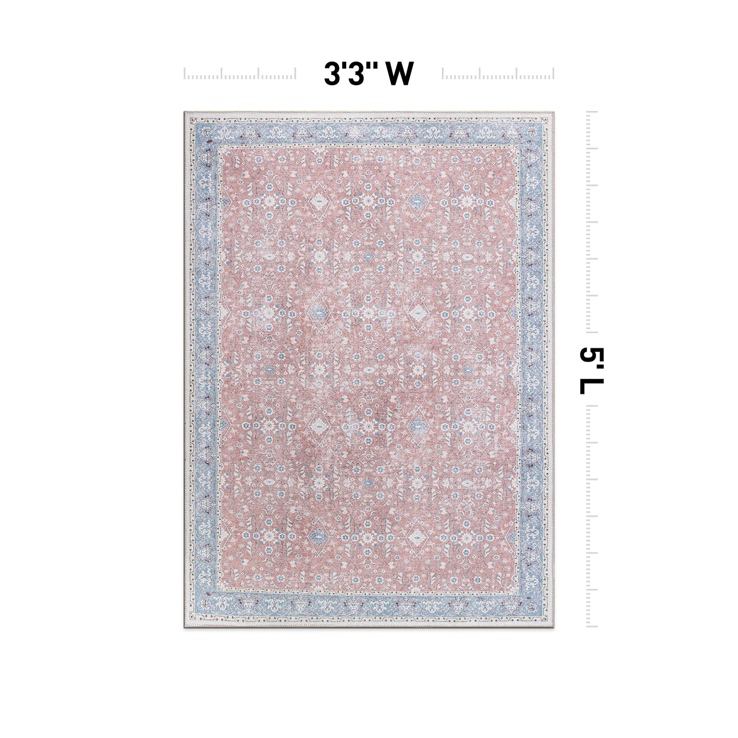 Rugshop Transitional Bordered Floral Stain Resistant Flat Weave Eco Friendly Premium Recycled Machine Washable Area Rug 3'3"x5' Rust