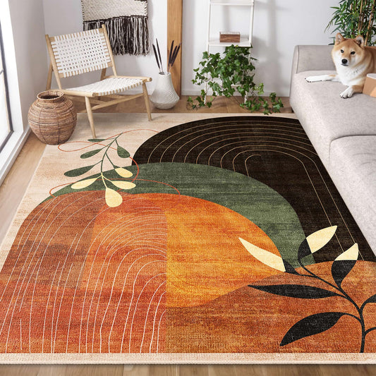MUJOO 5x7 Area Rugs Washable Non Slip Mid Century Modern Terracotta