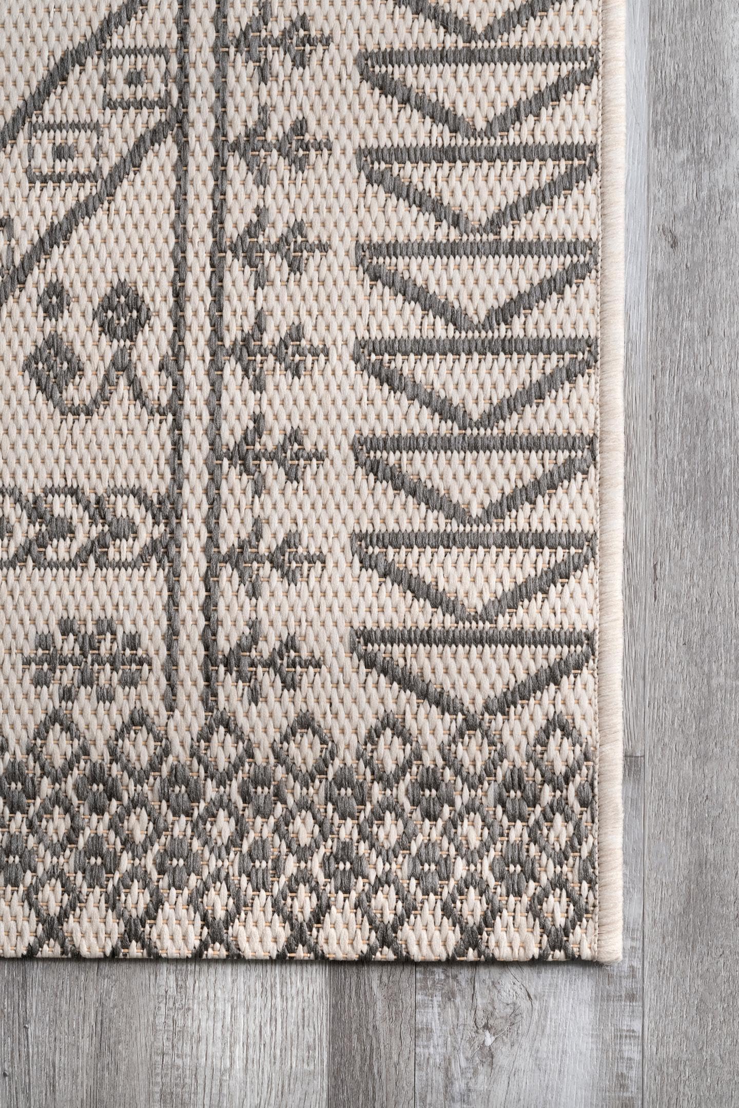 Nuloom Outdoor Performance Kandace Ivory/Grey, 2' x 8', Tribal, Soft and Cozy, High Traffic, Stain Resistant, Easy Clean, Durable Runner for Indoor/Outdoor Patio, Deck, Porch, Garden, Courtyard