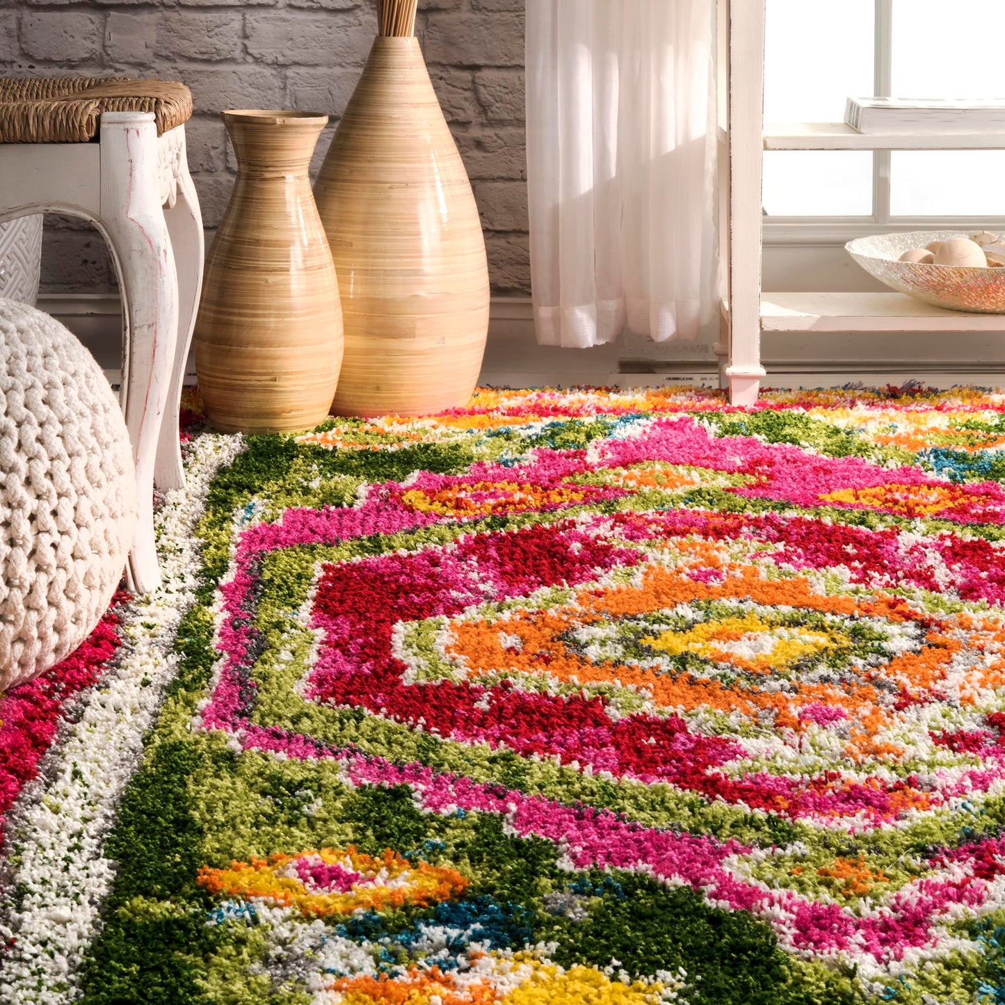 nuLOOM Shania Medallion Shaggy Area Rug, 8x10, Multi