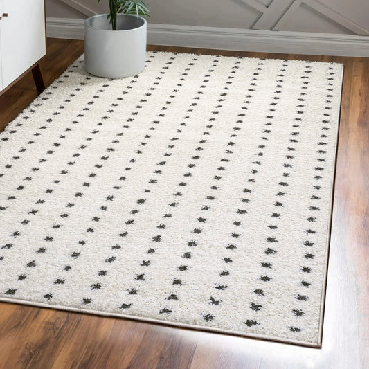 JONATHAN Y Pele Modern Geometric Dot Shag White/Gray Indoor Area Rug, 8x10, Bohemian, Contemporary, Easy-Cleaning for Living Room, Bedroom, Kitchen, Pet Friendly, Non-Shedding (MOH400A-8)