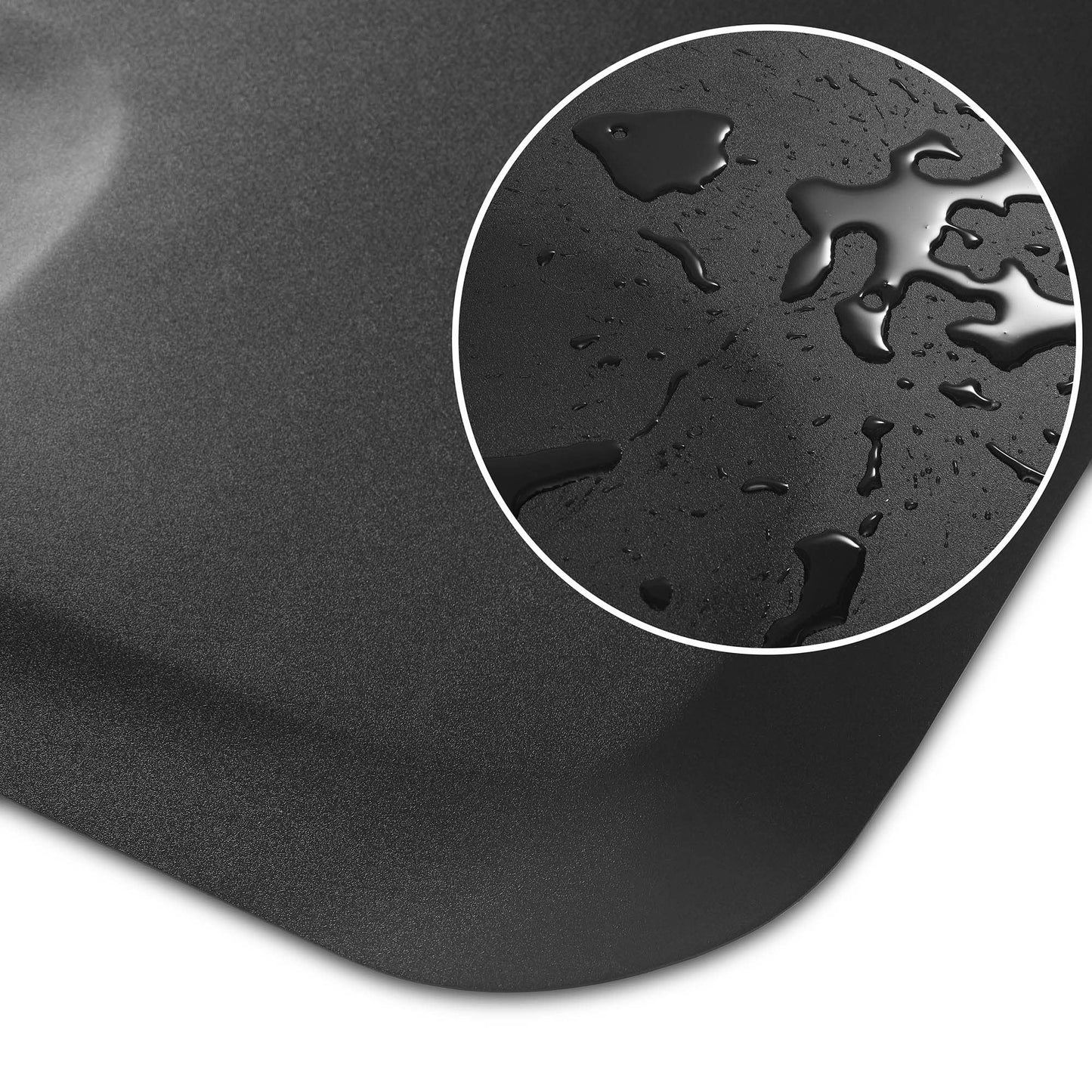 Saloniture 3 ft. x 4 ft. Salon & Barber Shop Chair Anti-Fatigue Mat - Black Semi Circle - 1 in. Thick