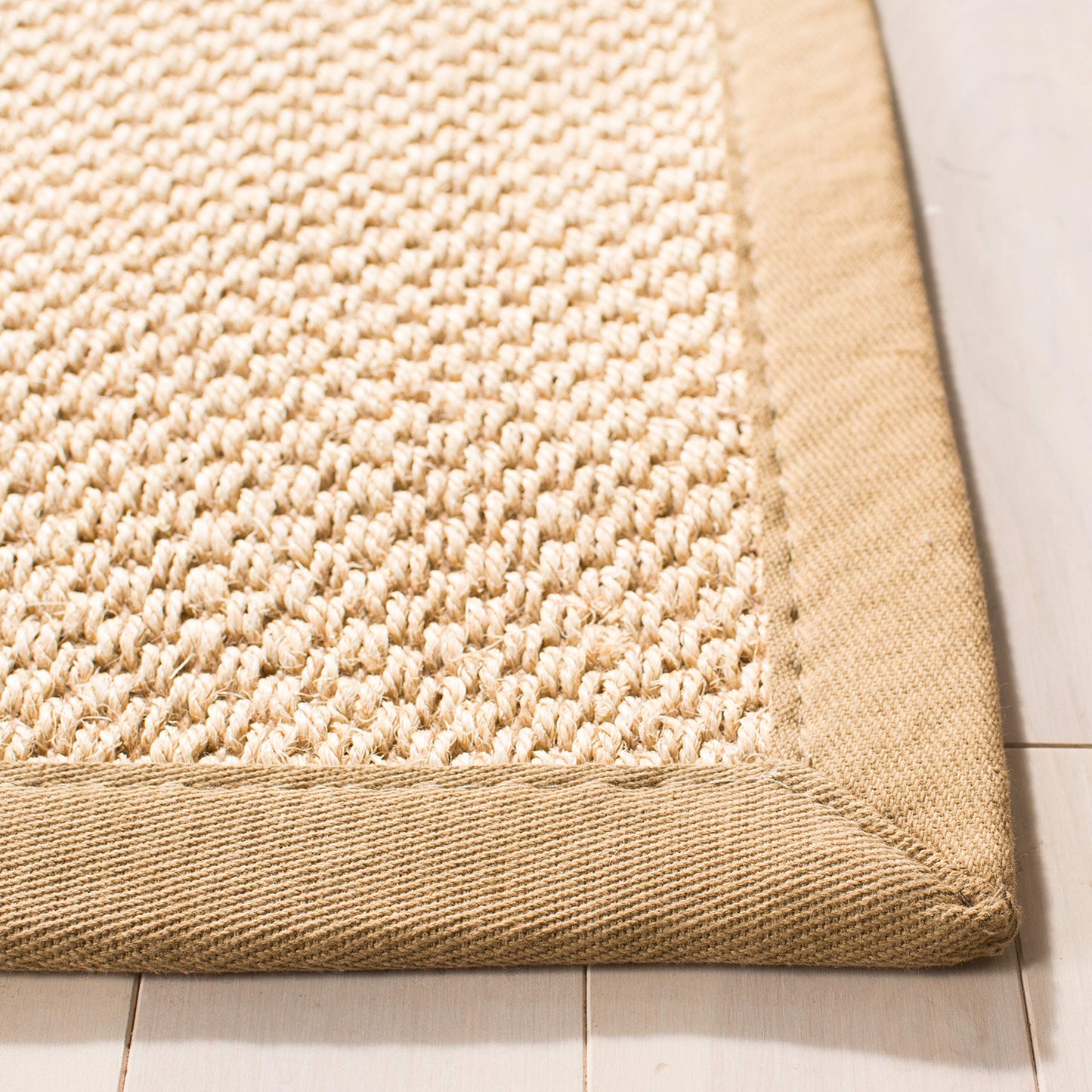 SAFAVIEH Area Rug 11x15 - Natural Fiber Collection - Large - Maize & Linen Color, Sisal, Woven Design with Border (NF141B)