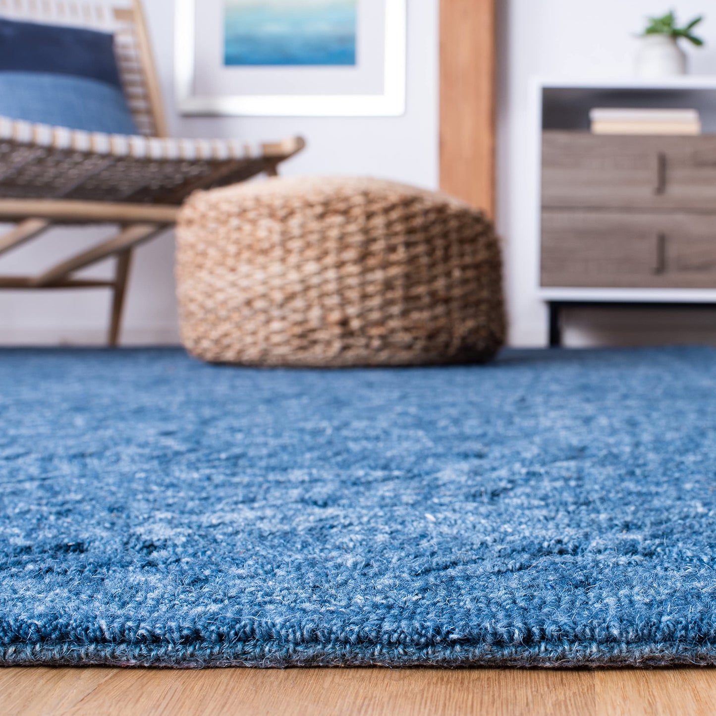 SAFAVIEH Area Rug 8x10 - Textural Collection - Large - Dark Blue, Handmade Wool, Ideal for Living Room, Bedroom, Office, Dining Space (TXT101N)