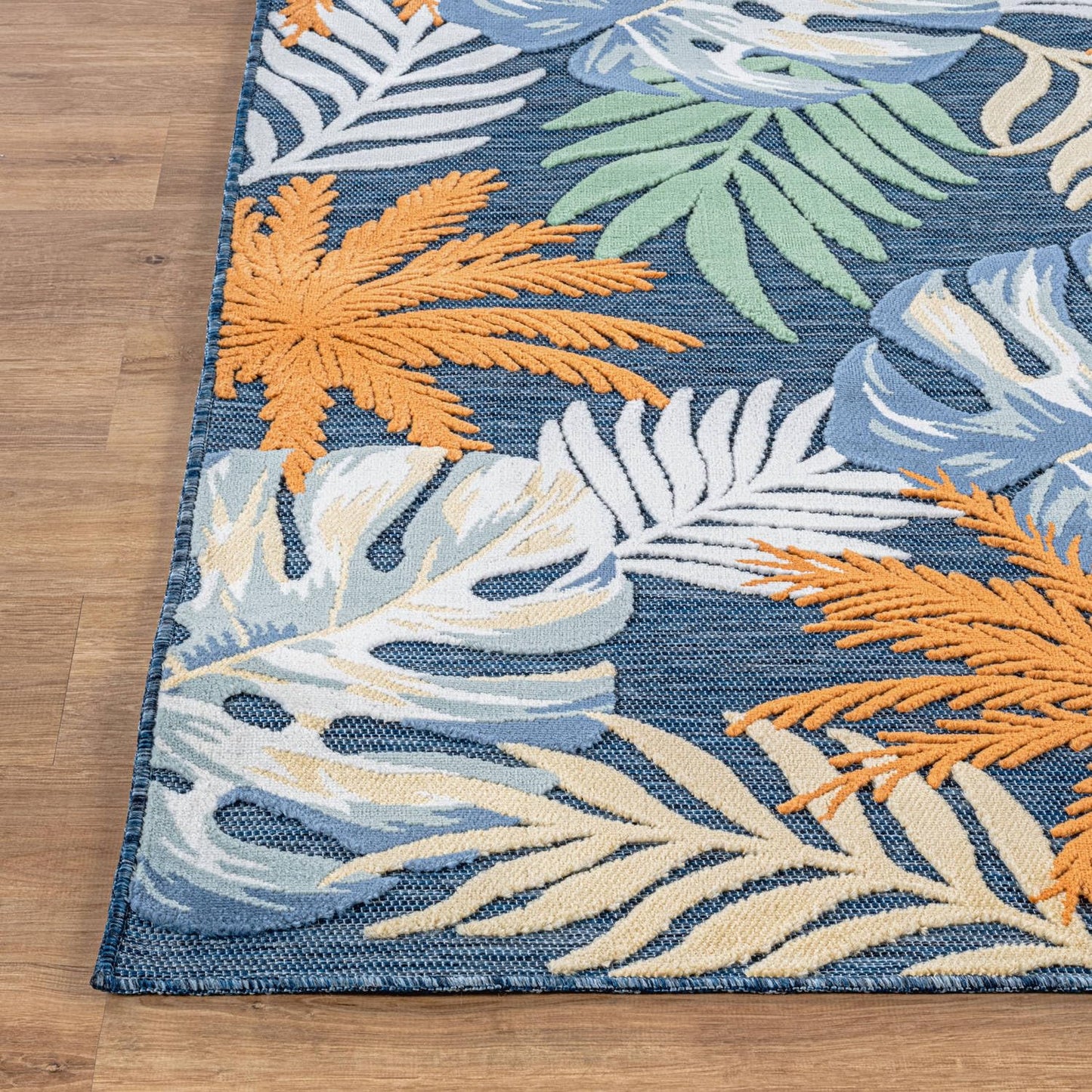 Luul Home Floral Indoor Outdoor Rugs 9x12 Large Area Rug for Living Room, Patio Decor, Kitchen, and Entryway Rug, Washable Stain Resistant Outside Carpet Midnight 9 x 12