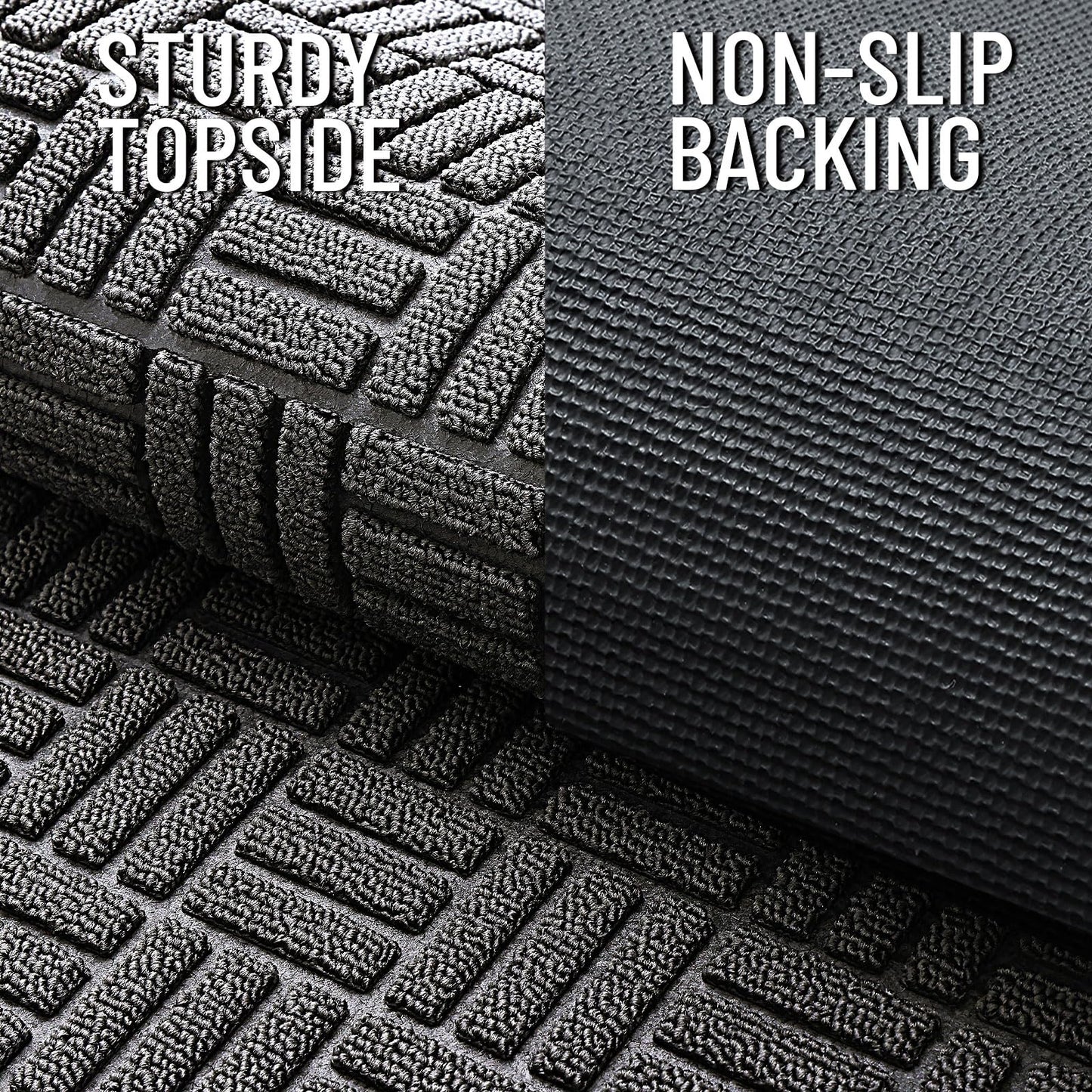 OLANLY Front Door Mat Outside Entrance 47x23, Absorbent, Heavy Duty Sturdy Natural Rubber Doormat Indoor Outdoor, Stain and Fade Resistant, Non-Slip Backing Low Profile Floor Mat for Entryway, Grey