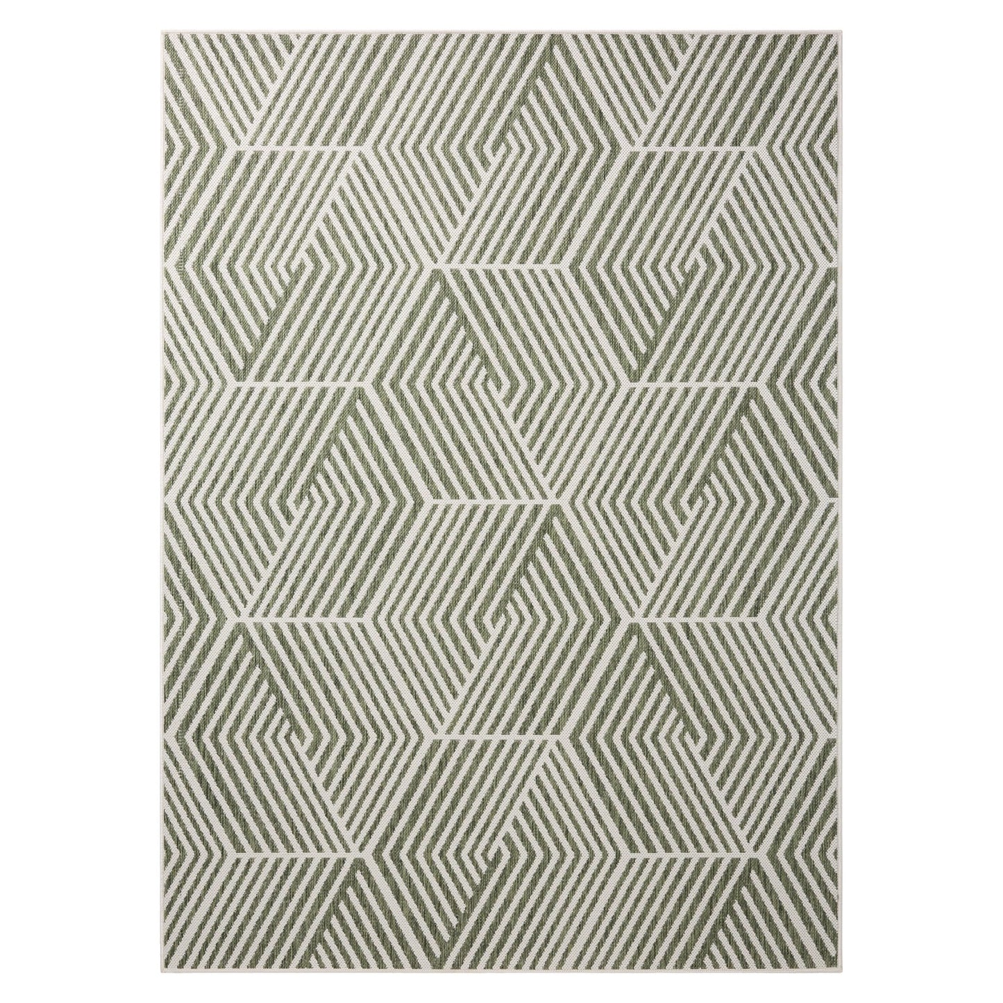 Nicole Miller New York Patio Country Ombre Geo Indoor Outdoor Area Rug, UV Fade Resistant, Low Pile, Green/Cream, 3'11"x5'2"