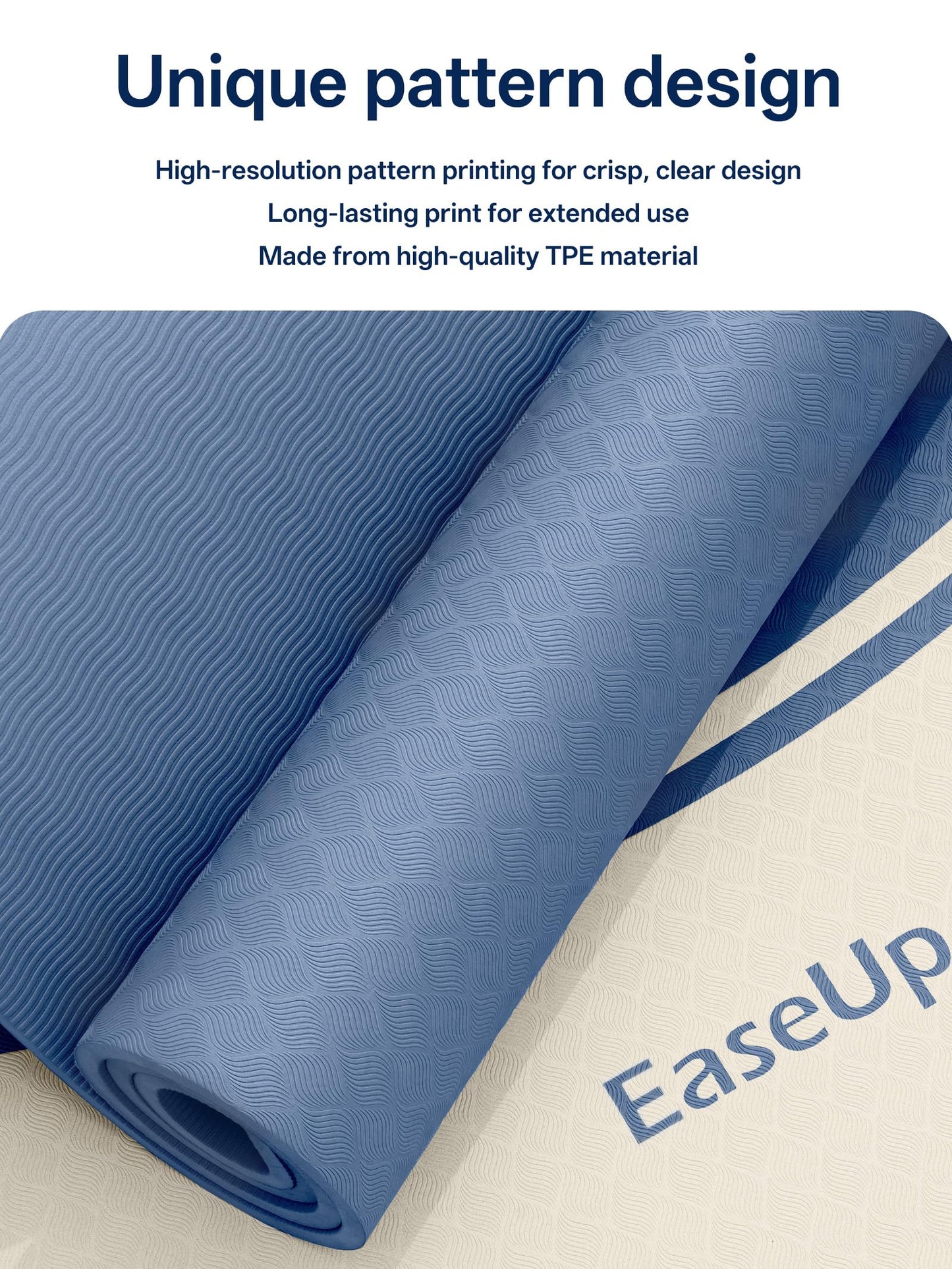 EaseUp Extra Thick Yoga Mat -2/5 inch (10MM), 72.8x31.5" Extra Long-Wide, Professional TPE Non-slip yoga mats for Yoga,Exercise, Workout,Pilates and Fitness, with strap (Blue)