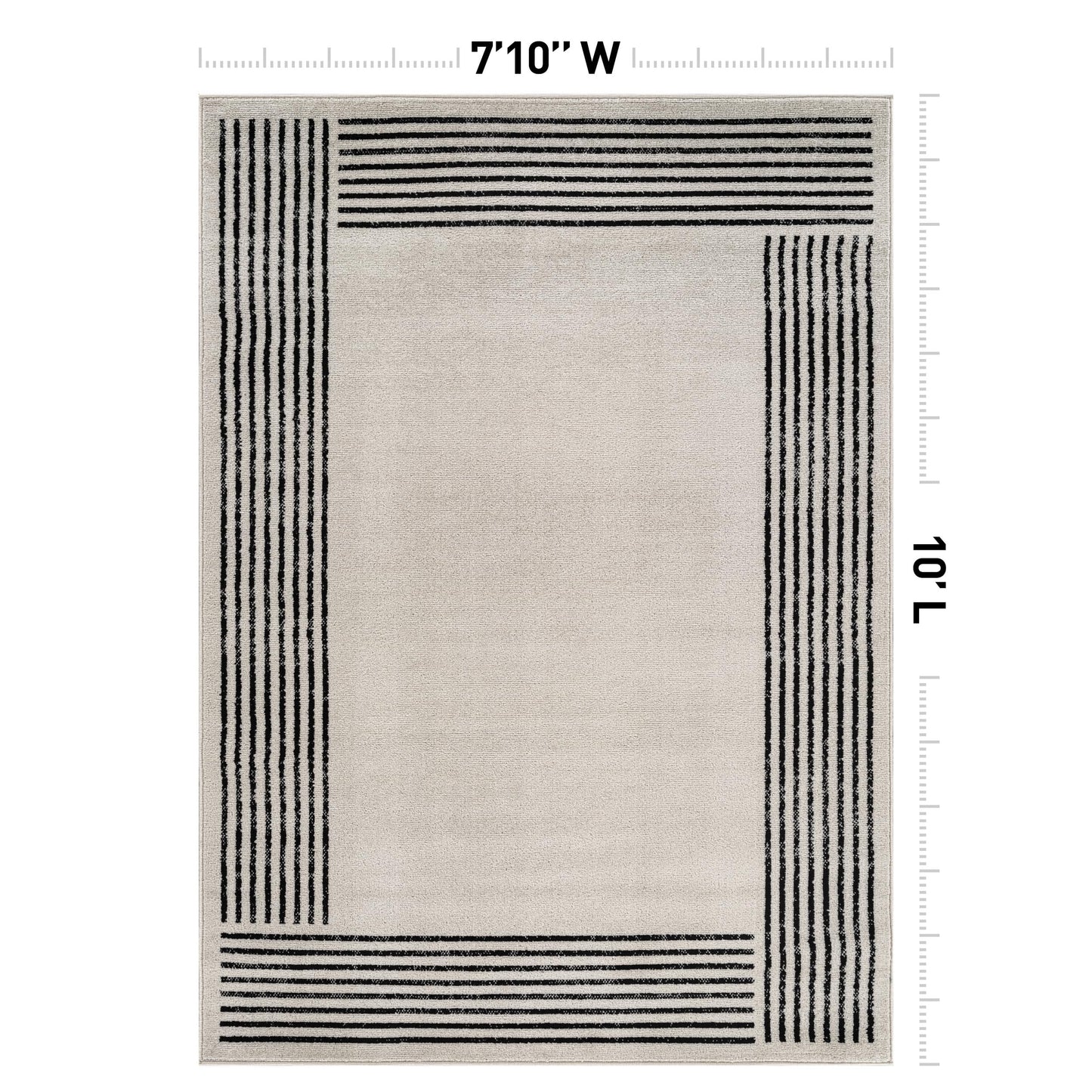 Rugshop Modern Minimal Bordered Indoor Area Rug for Living Room,Bedroom,Kitchen Rug Low Pile Rug with Jute Backing 5' x 7' Cream