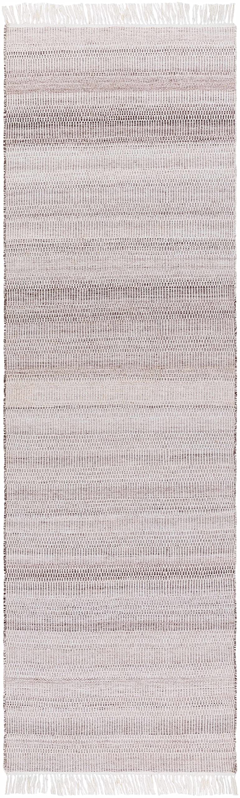 Hauteloom Samos Recycled Material Living Room, Bedroom Area Rug - Striped Ombre Faded - Contemporary Modern Minimalist Farmhouse Transitional - Cream, Dark Brown, Light Slate, Gray, Beige - 2' x 3'
