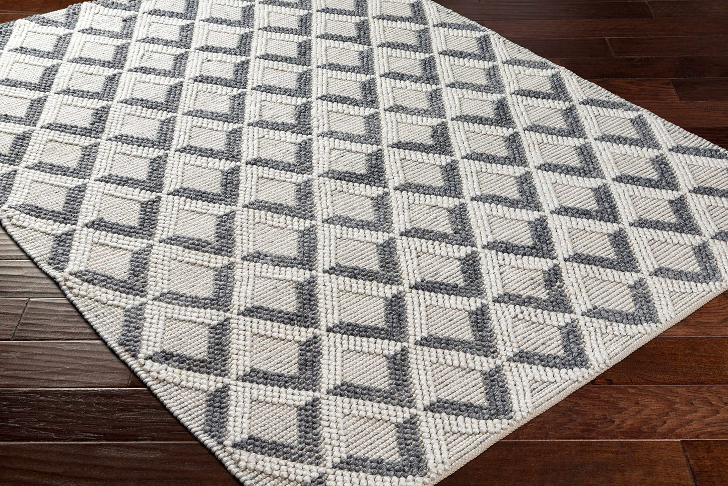 Hauteloom Maik Recycled Material Area Rug - Geometric Triangle Diamond Chevron Textured - Bohemian Transitional Modern Contemporary Scandinavian - Beige, Cream, Gray, Ivory, Neutral - 5' x 7'6"