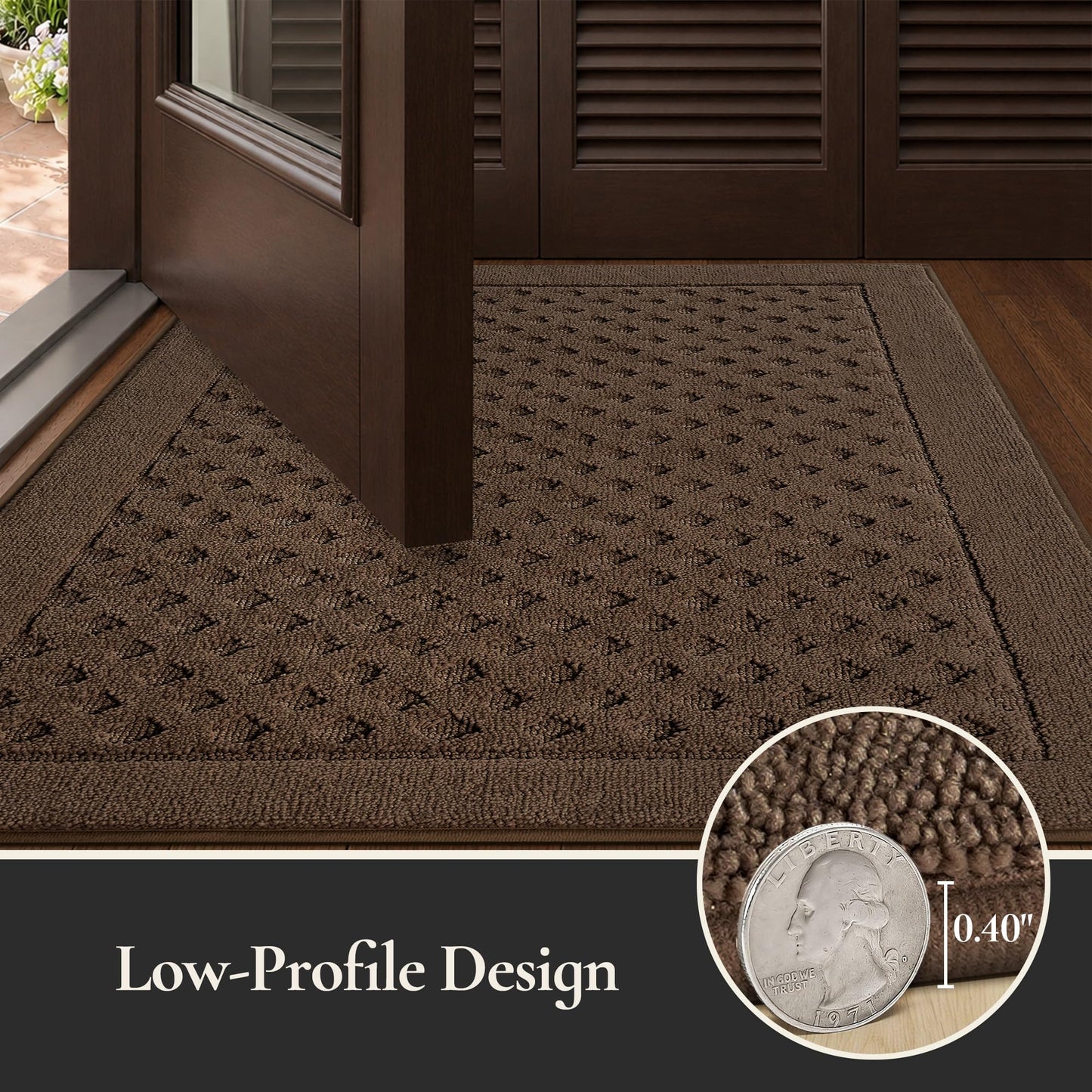 MatMaven Dirt Trapper Door Mat 36"x 60", Non-Slip Washable Doormat Entryway Rugs, Dirt Resistant and Absorbent Welcome Mat, Low Profile Floor Mats for Front Back and Entrance, Brown