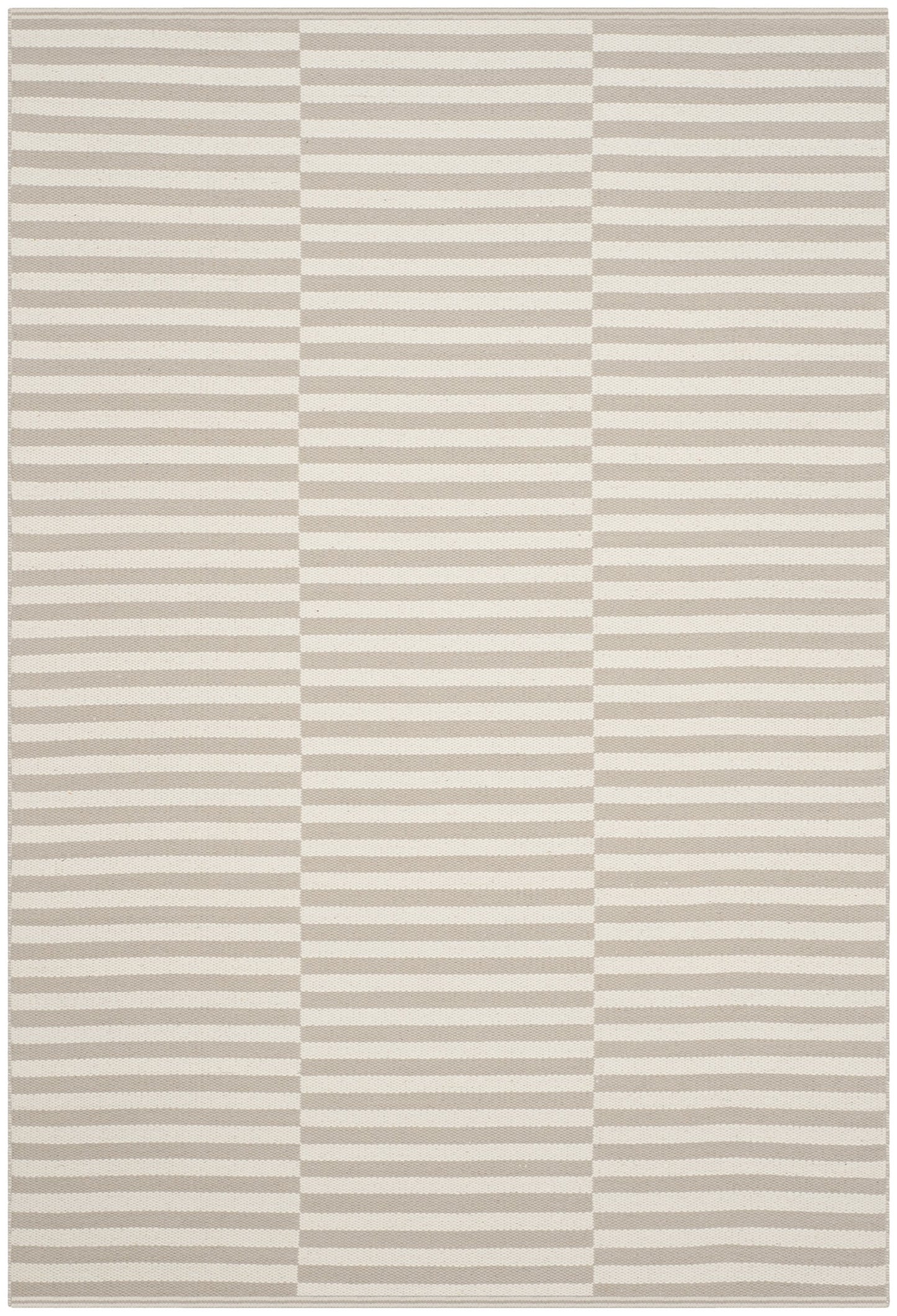 SAFAVIEH Montauk Collection Area Rug - 6' x 9', Ivory & Light Grey, Handmade Stripe Cotton, Ideal for High Traffic Areas in Living Room, Bedroom (MTK715E)