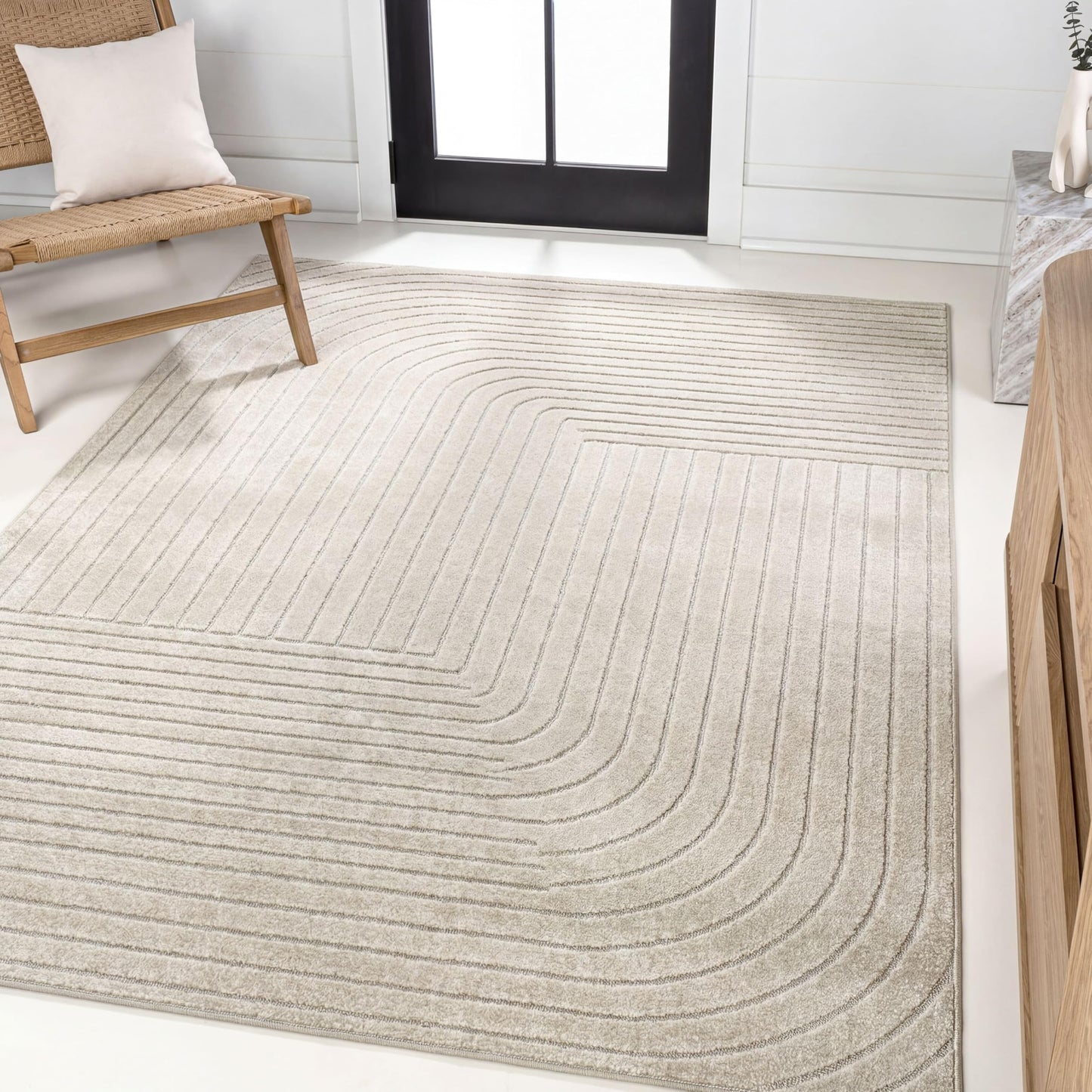 JONATHAN Y Odense High-Low Angle Ivory/Cream Indoor/Outdoor Area Rug, 8x10, Modern, Contemporary, Geometric, Bohemian, Bedroom, Kitchen, Living Room, Non Shedding (SCN101A-8)