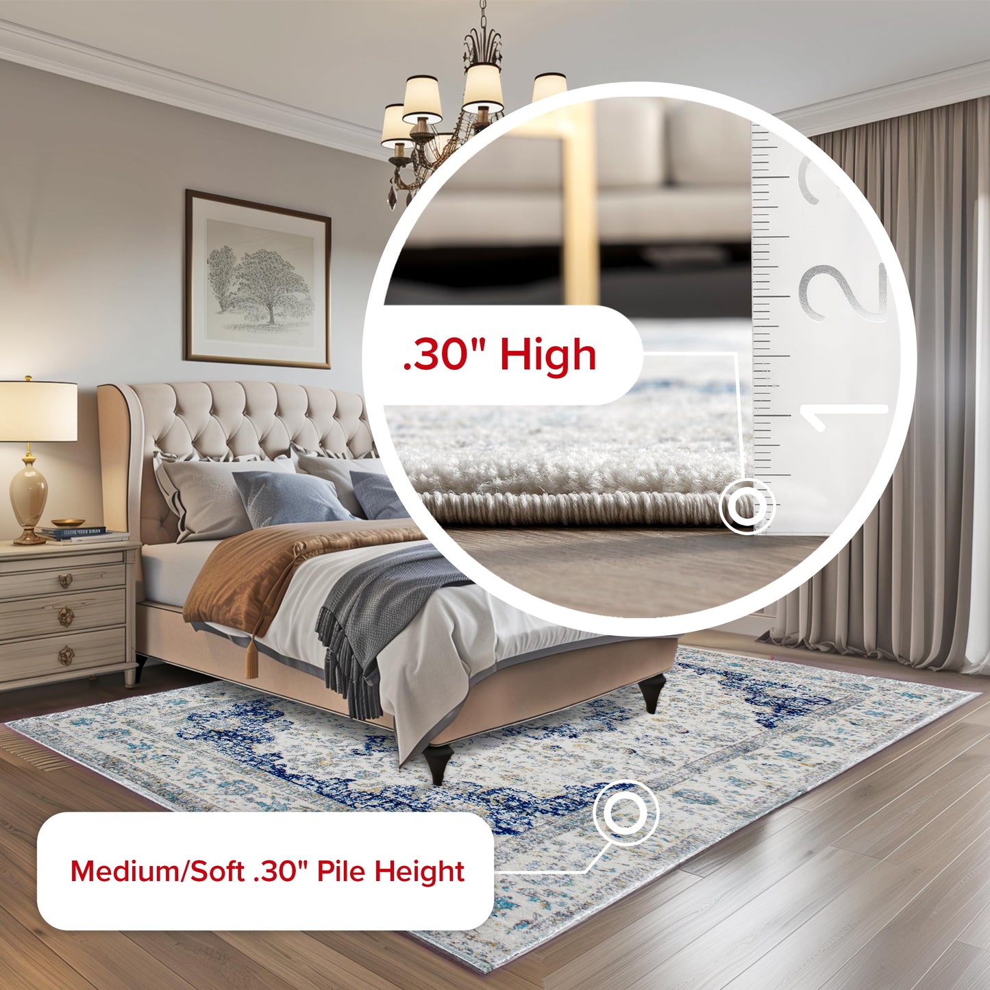 Nuloom Verona Blue/Off-White, 5' x 8' Oval, Vintage Medallion, Soft and Cozy, High Traffic, Stain Resistant, Easy Clean, Durable Area Rug for Bedroom, Living Room, Dining Space, Den, Foyer, Entryway