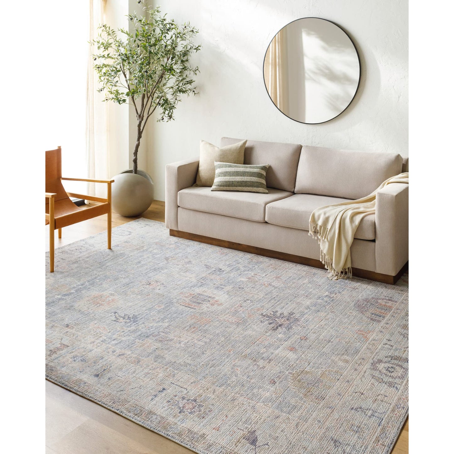 Livabliss x Becki Owens Marlene Vintage Medallion Area Rug, 6'7" x 9', Pale Blue