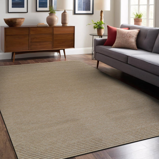 Luul Home Non Slip Beige Solid Rubber Back Thin Rug for Living Room 4x6 Area Rugs for Kitchen, Rugs for Bedroom, Stain Resistant Easy Cleaning Non Shedding Carpet Beige 4 x 6
