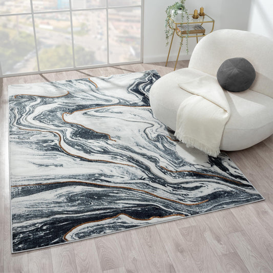 LUXE WEAVERS Marble Abstract Pattern Blue 6x9 Area Rug