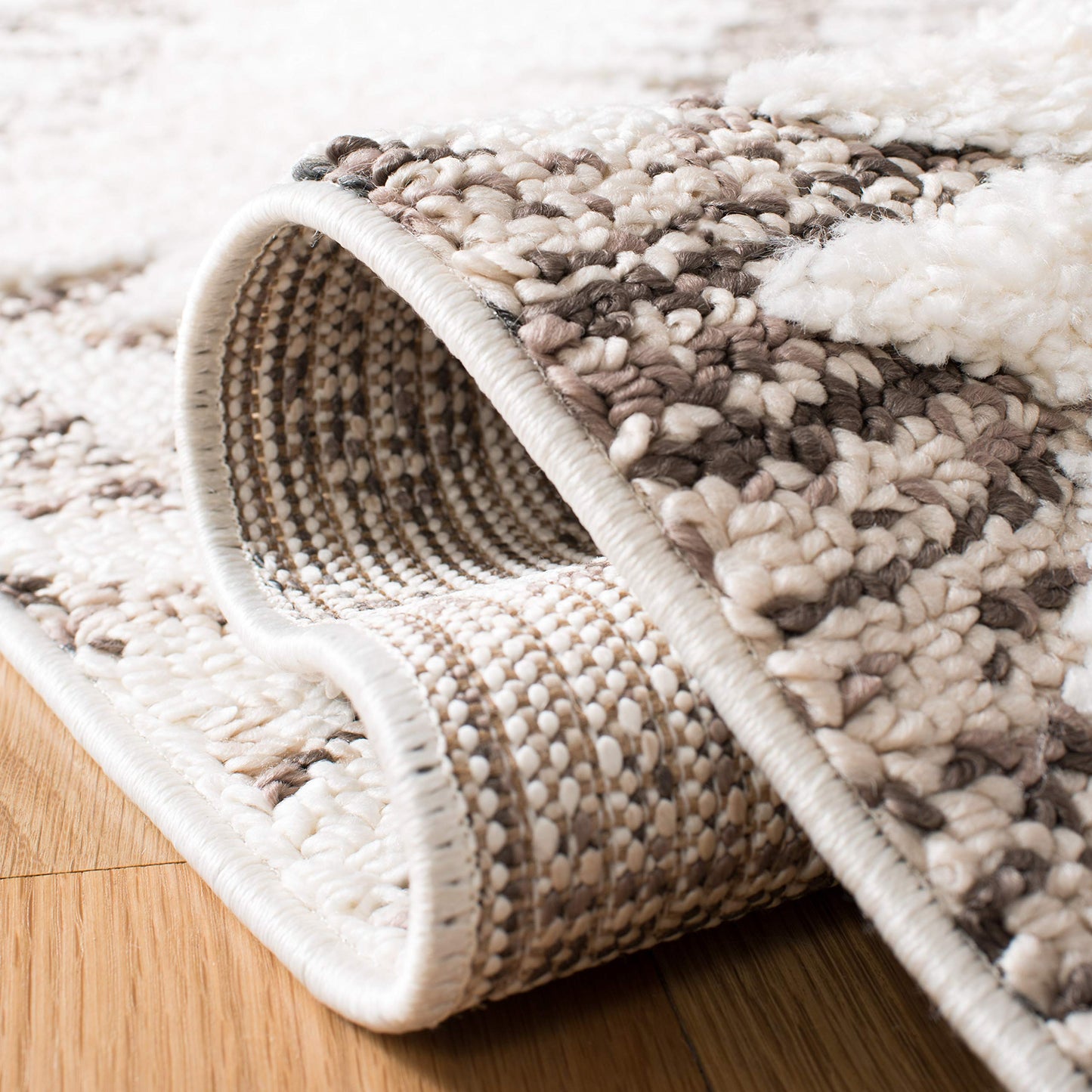 SAFAVIEH Moroccan Tassel Shag Collection Area Rug - 9' x 12', Ivory & Brown, Boho Design, Non-Shedding & Easy Care, 2-inch Thick Ideal for High Traffic Areas in Living Room, Bedroom (MTS652A)
