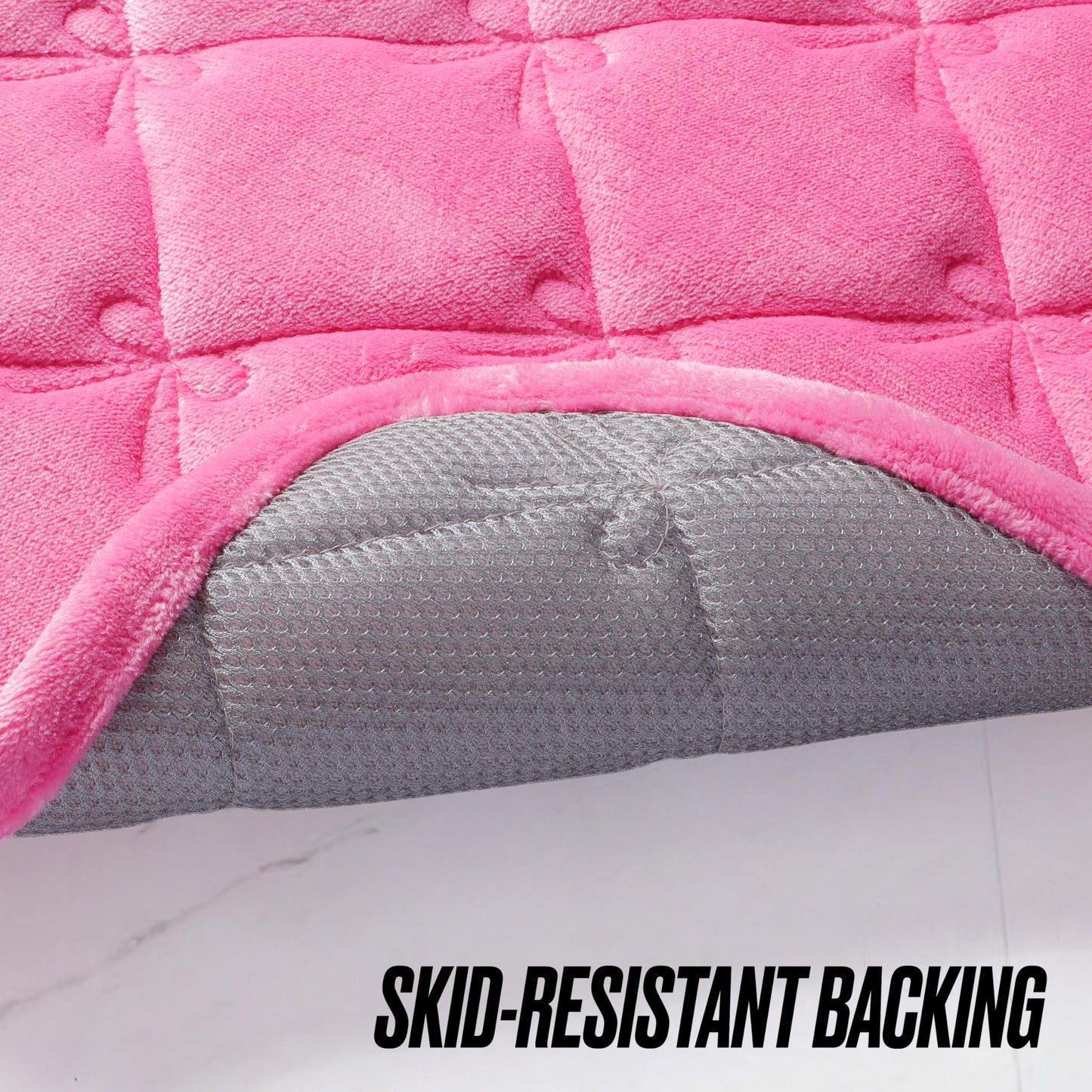 Juicy Couture Quilted 2-Piece Memory Foam Bath Mat Set 17" x 24" / 20" x 32" Mini Bows Lattice Hot Pink Skid-Resistant Bath Rug Set