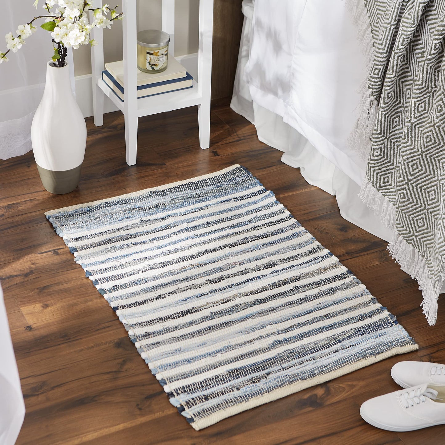 DII Chindi Home Collection Handwoven Multicolor Area Rag Rug, 2x3', Denim
